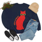 Take It Easy Red Cat Watching With Glasses Unisex Heavy Blend™ Crewneck Sweatshirt Ichaku [Perfect Gifts Selection]