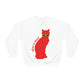 Take It Easy Red Cat Watching With Glasses Unisex Heavy Blend™ Crewneck Sweatshirt Ichaku [Perfect Gifts Selection]