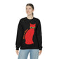 Take It Easy Red Cat Watching With Glasses Unisex Heavy Blend™ Crewneck Sweatshirt Ichaku [Perfect Gifts Selection]