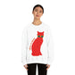 Take It Easy Red Cat Watching With Glasses Unisex Heavy Blend™ Crewneck Sweatshirt Ichaku [Perfect Gifts Selection]