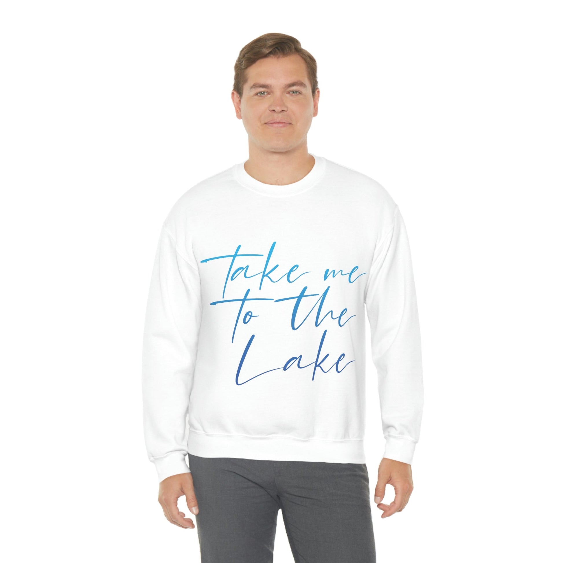 Take Me to the Lake Vacation Landscape Explore Unisex Heavy Blend™ Crewneck Sweatshirt Ichaku [Perfect Gifts Selection]