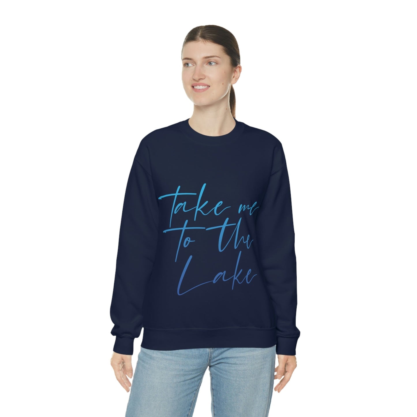 Take Me to the Lake Vacation Landscape Explore Unisex Heavy Blend™ Crewneck Sweatshirt Ichaku [Perfect Gifts Selection]