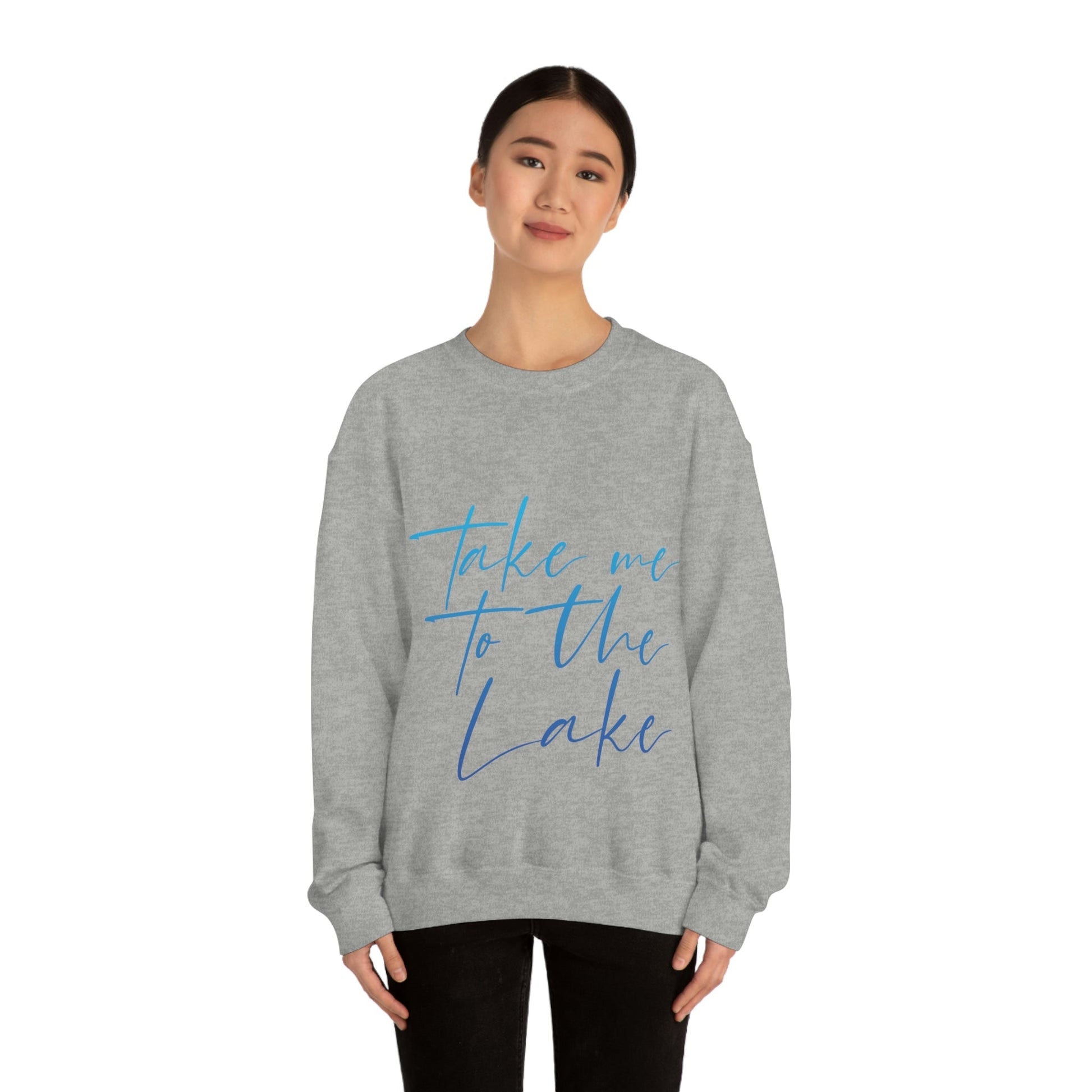 Take Me to the Lake Vacation Landscape Explore Unisex Heavy Blend™ Crewneck Sweatshirt Ichaku [Perfect Gifts Selection]