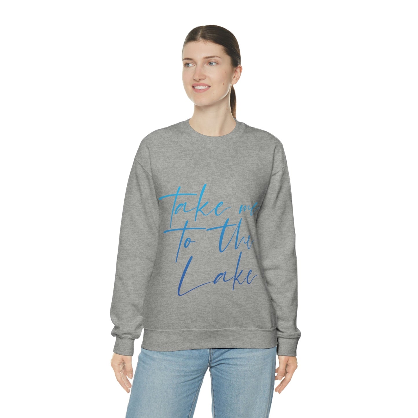 Take Me to the Lake Vacation Landscape Explore Unisex Heavy Blend™ Crewneck Sweatshirt Ichaku [Perfect Gifts Selection]