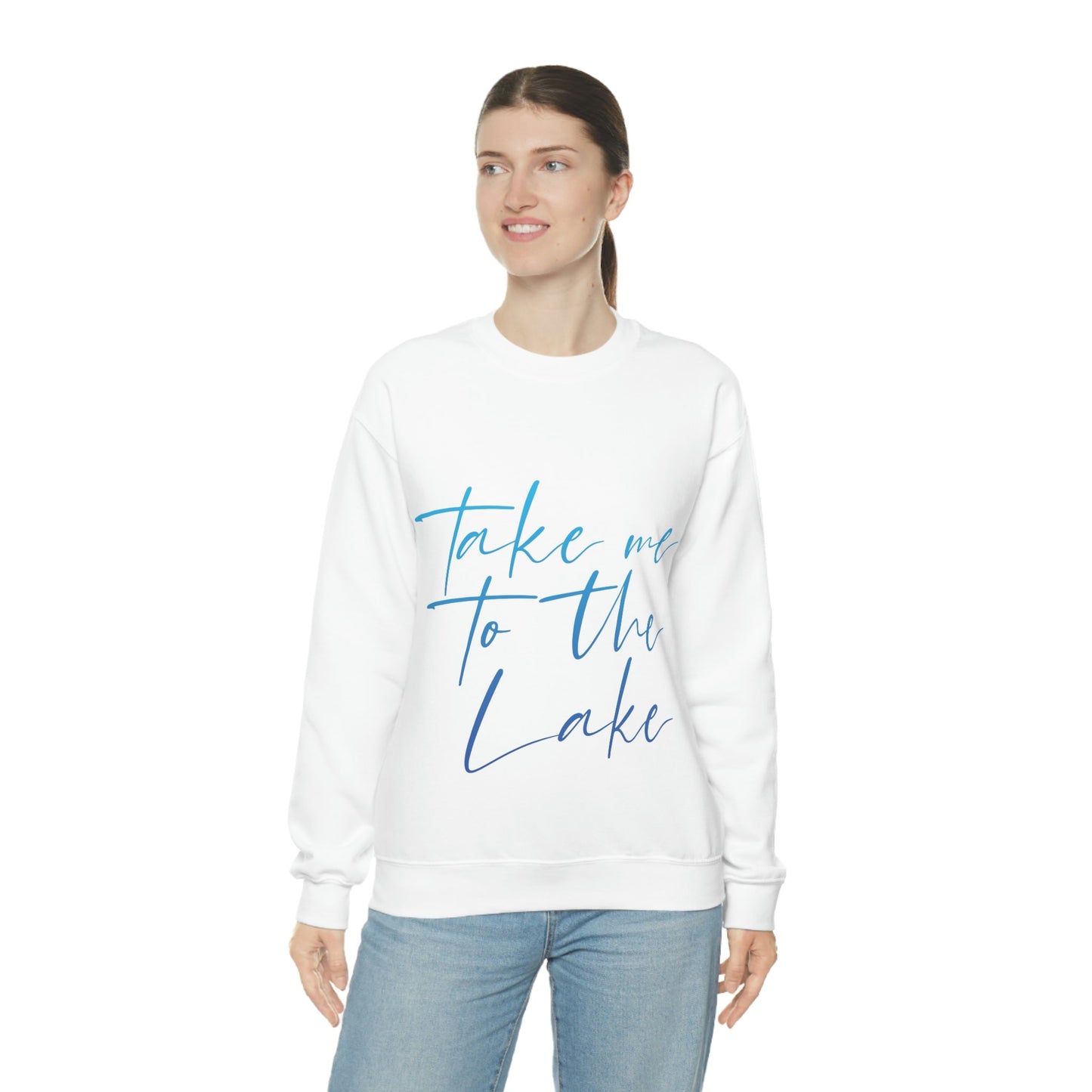 Take Me to the Lake Vacation Landscape Explore Unisex Heavy Blend™ Crewneck Sweatshirt Ichaku [Perfect Gifts Selection]