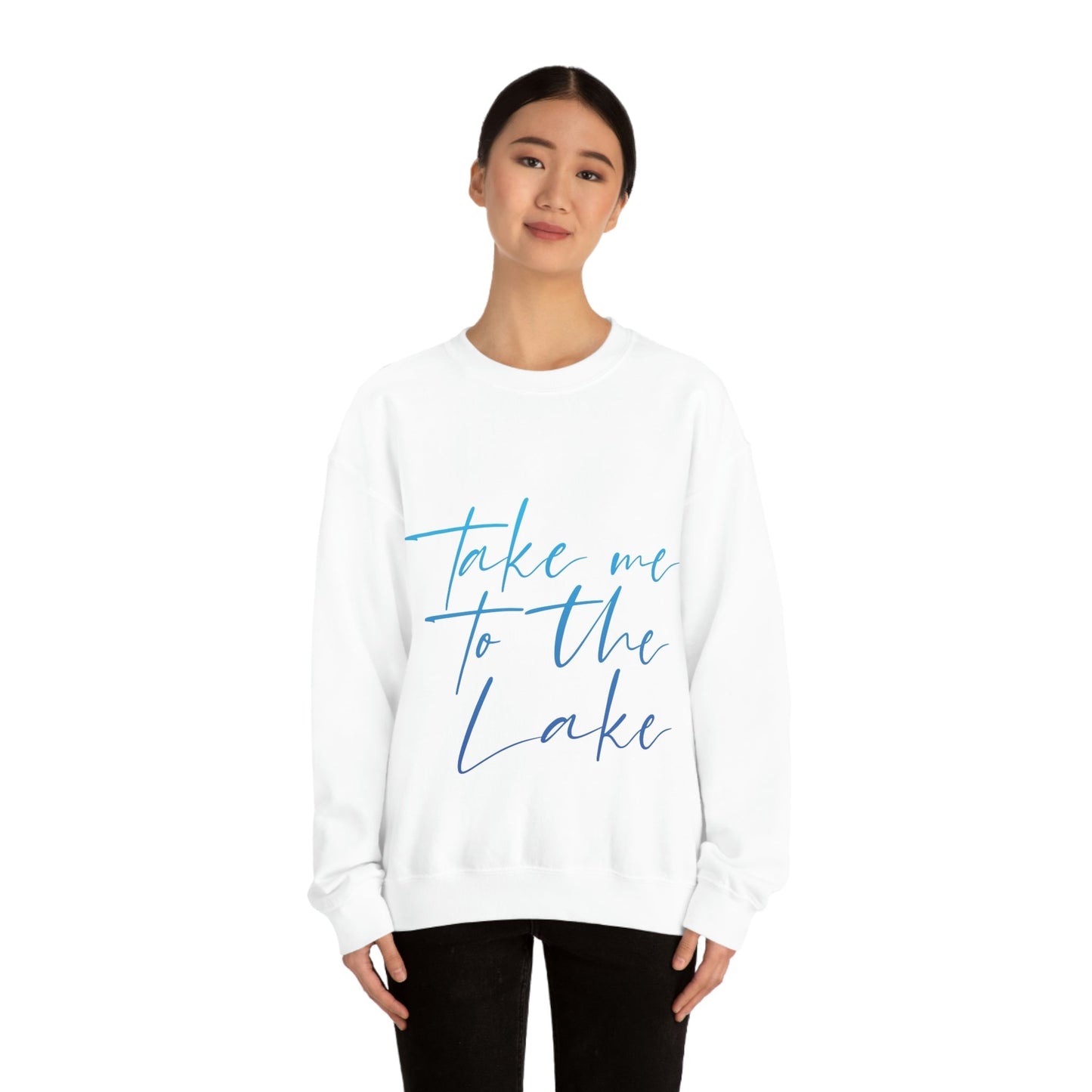 Take Me to the Lake Vacation Landscape Explore Unisex Heavy Blend™ Crewneck Sweatshirt Ichaku [Perfect Gifts Selection]