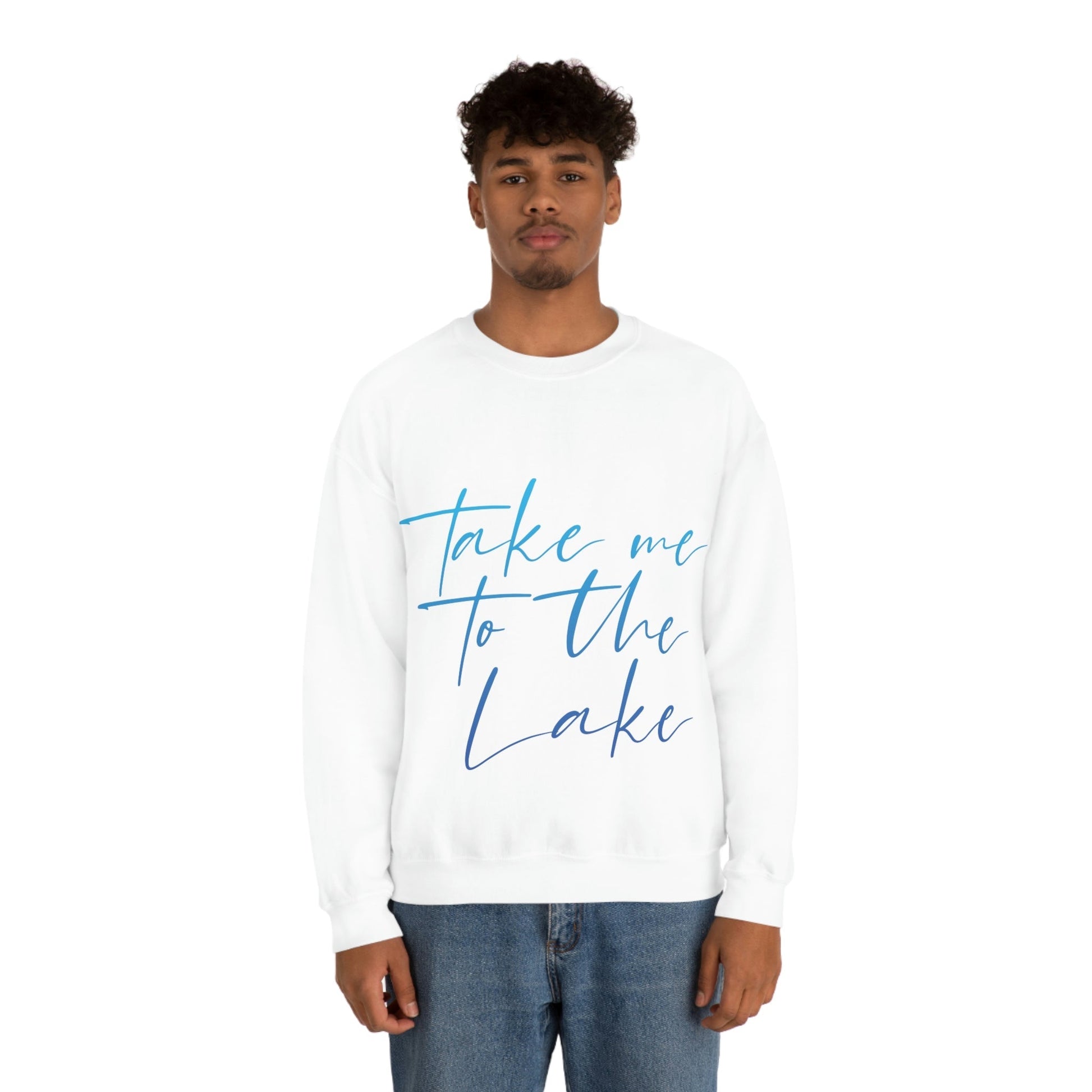 Take Me to the Lake Vacation Landscape Explore Unisex Heavy Blend™ Crewneck Sweatshirt Ichaku [Perfect Gifts Selection]