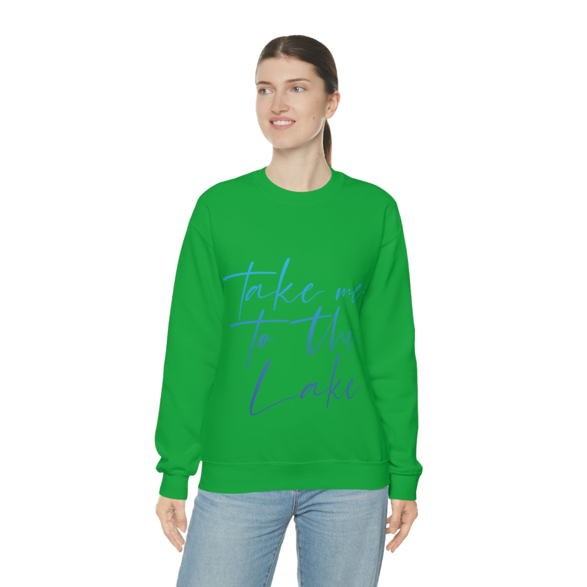 Take Me to the Lake Vacation Landscape Explore Unisex Heavy Blend™ Crewneck Sweatshirt Ichaku [Perfect Gifts Selection]