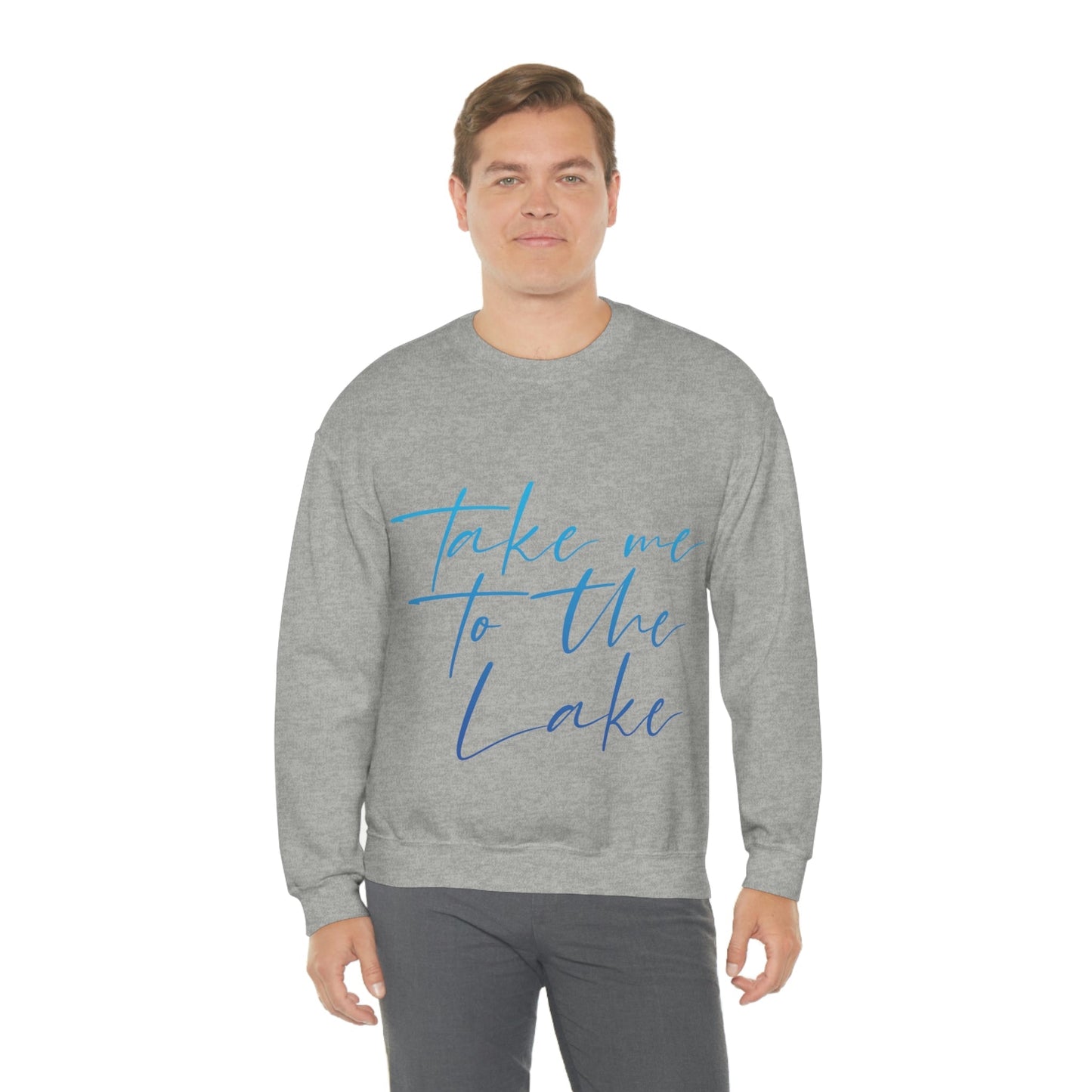 Take Me to the Lake Vacation Landscape Explore Unisex Heavy Blend™ Crewneck Sweatshirt Ichaku [Perfect Gifts Selection]