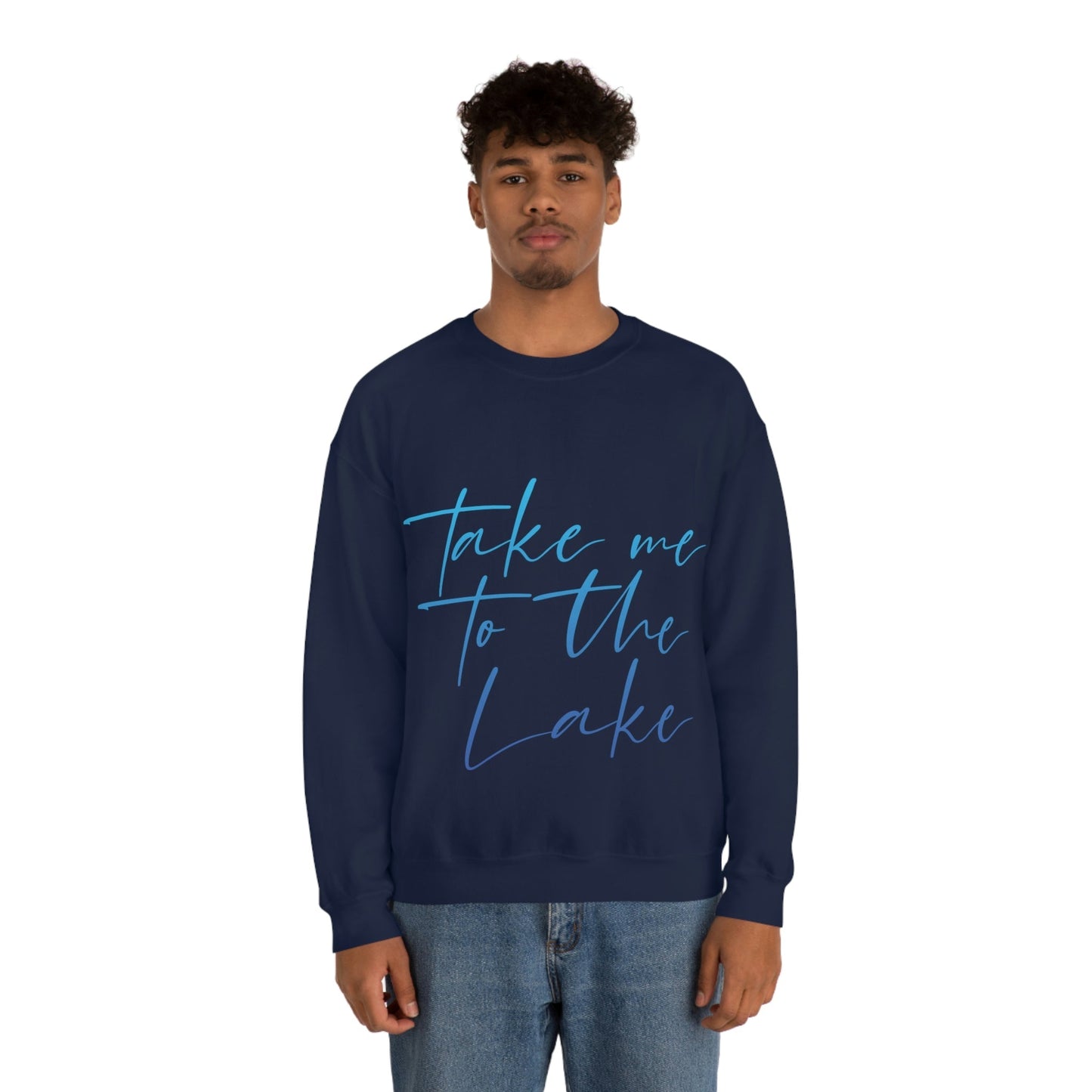 Take Me to the Lake Vacation Landscape Explore Unisex Heavy Blend™ Crewneck Sweatshirt Ichaku [Perfect Gifts Selection]