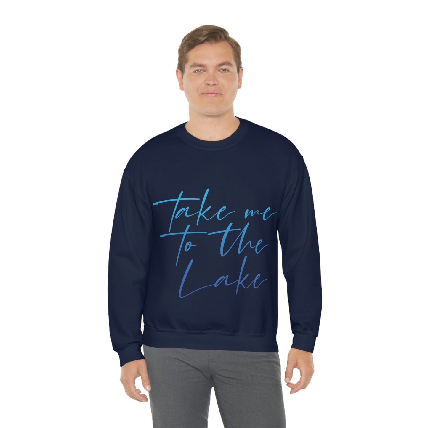 Take Me to the Lake Vacation Landscape Explore Unisex Heavy Blend™ Crewneck Sweatshirt Ichaku [Perfect Gifts Selection]