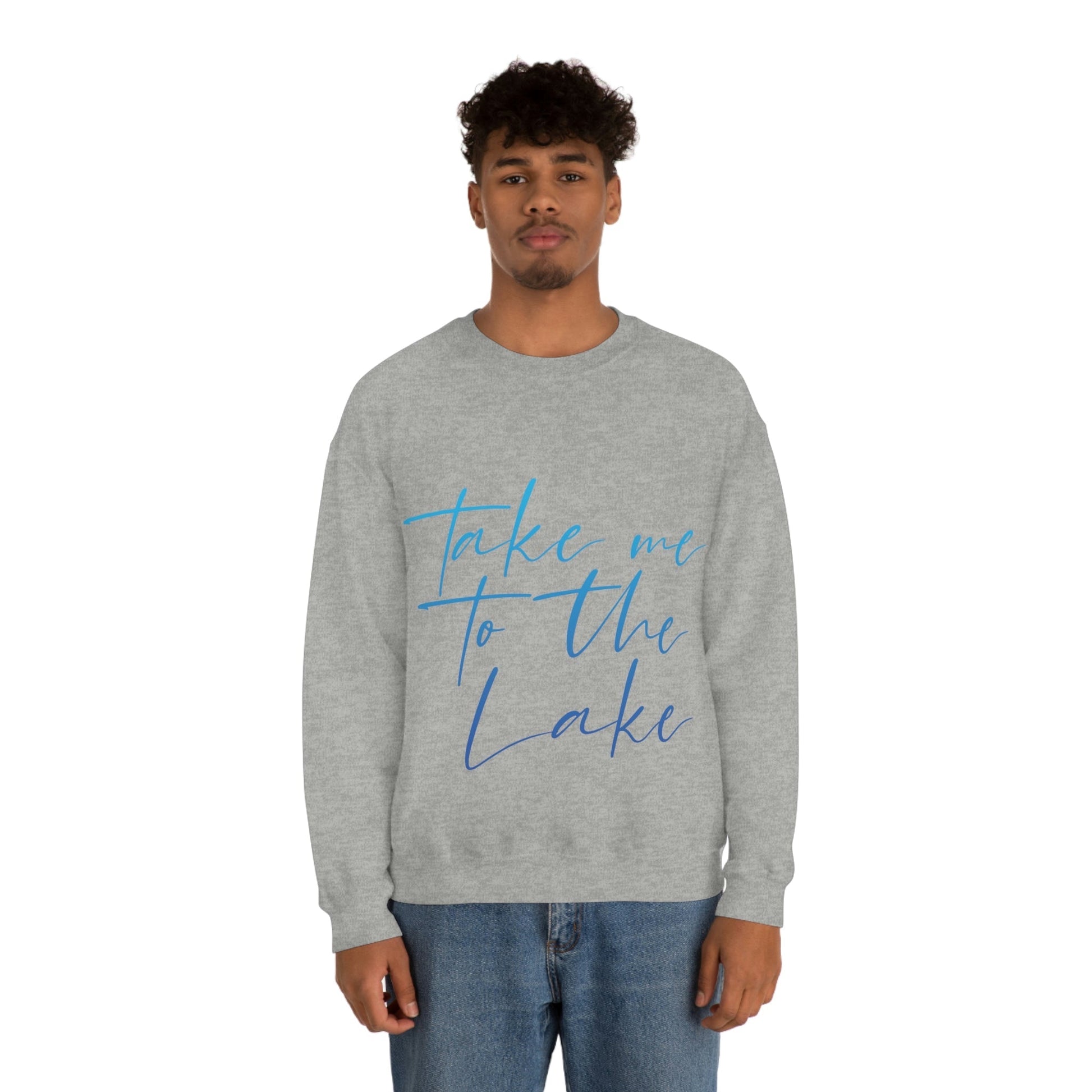 Take Me to the Lake Vacation Landscape Explore Unisex Heavy Blend™ Crewneck Sweatshirt Ichaku [Perfect Gifts Selection]