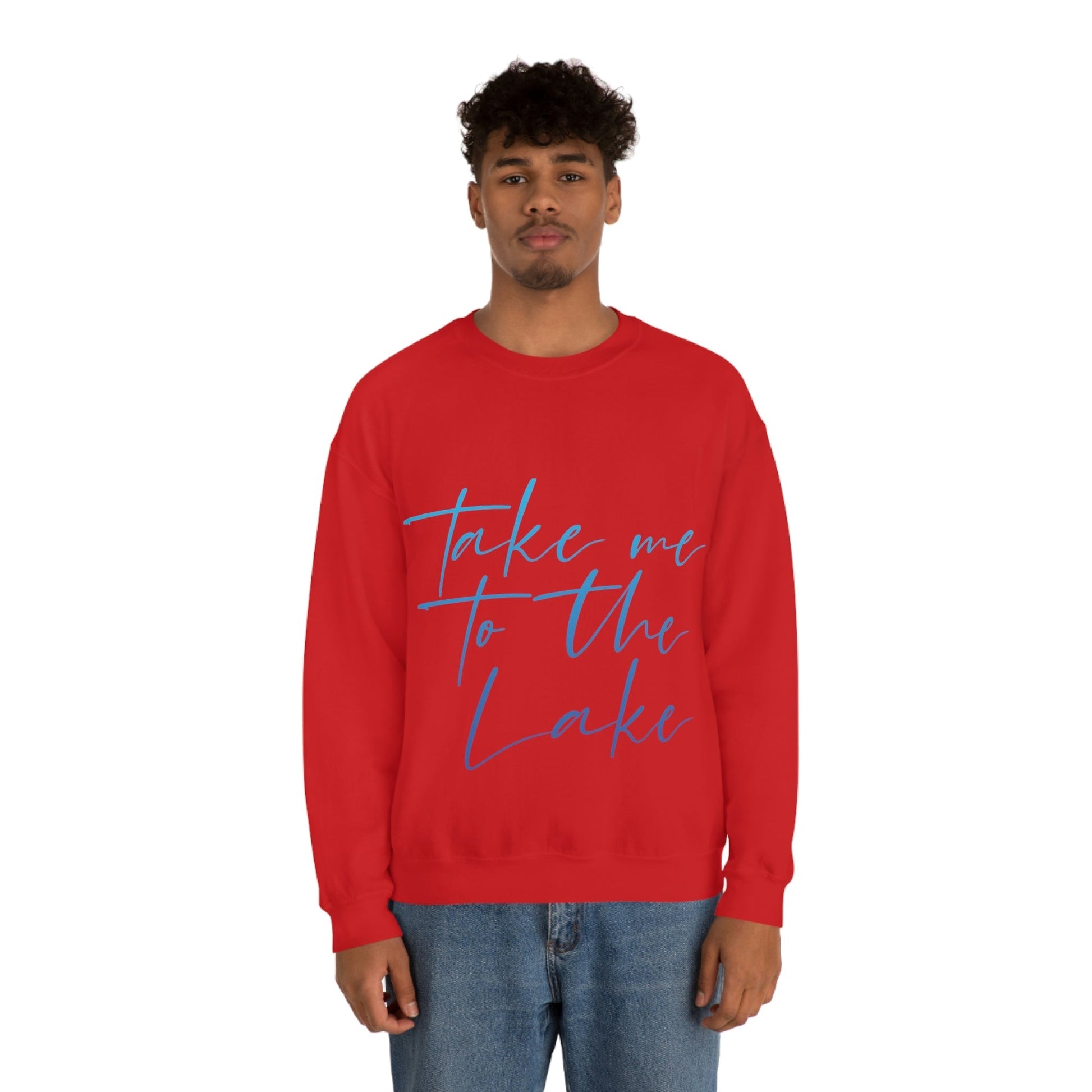 Take Me to the Lake Vacation Landscape Explore Unisex Heavy Blend™ Crewneck Sweatshirt Ichaku [Perfect Gifts Selection]