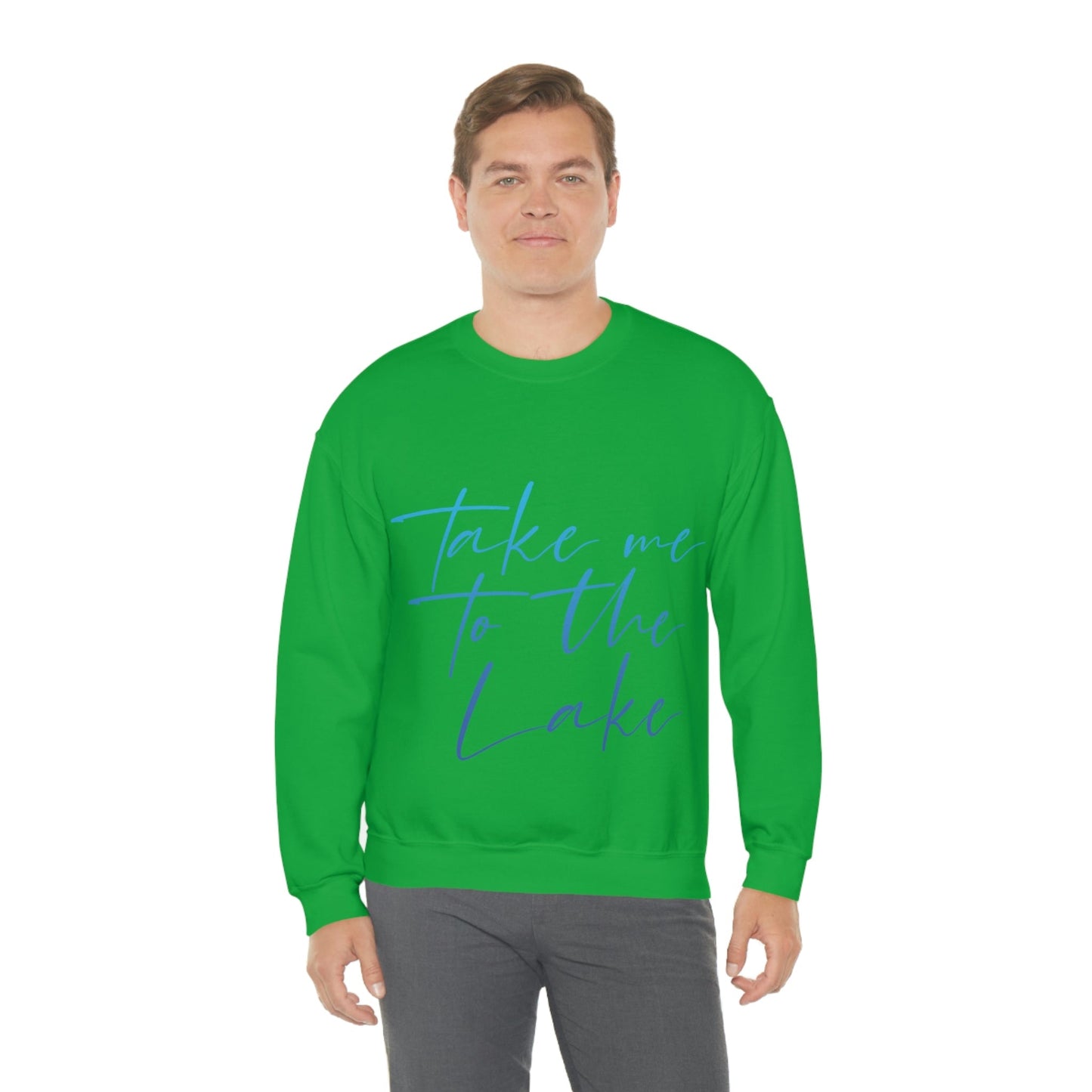 Take Me to the Lake Vacation Landscape Explore Unisex Heavy Blend™ Crewneck Sweatshirt Ichaku [Perfect Gifts Selection]