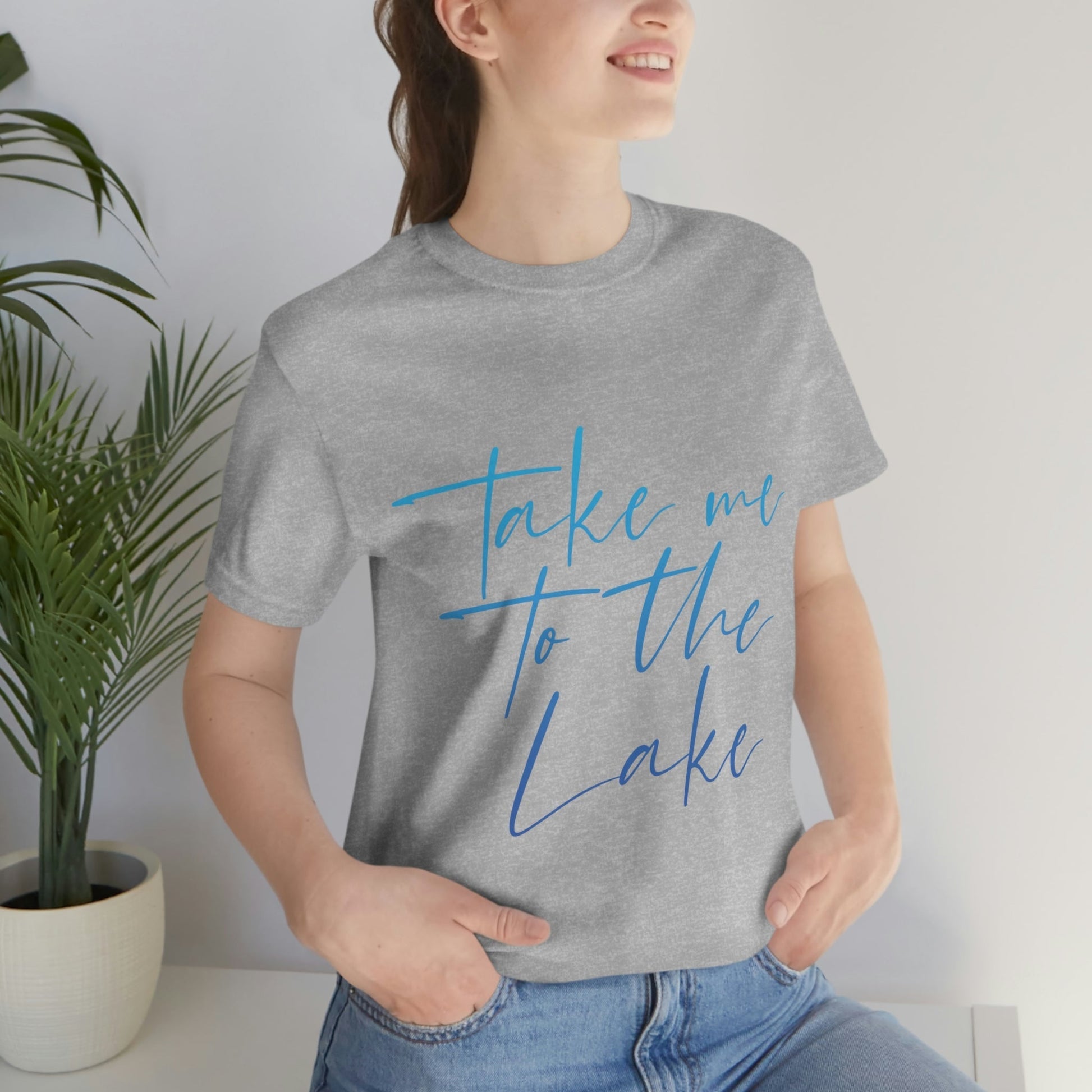 Take Me to the Lake Vacation Landscape Explore Unisex Jersey Short Sleeve T-Shirt Ichaku [Perfect Gifts Selection]