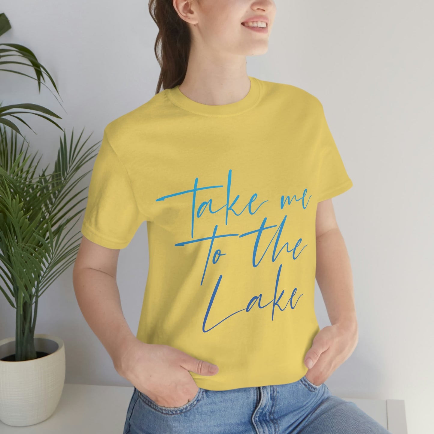 Take Me to the Lake Vacation Landscape Explore Unisex Jersey Short Sleeve T-Shirt Ichaku [Perfect Gifts Selection]