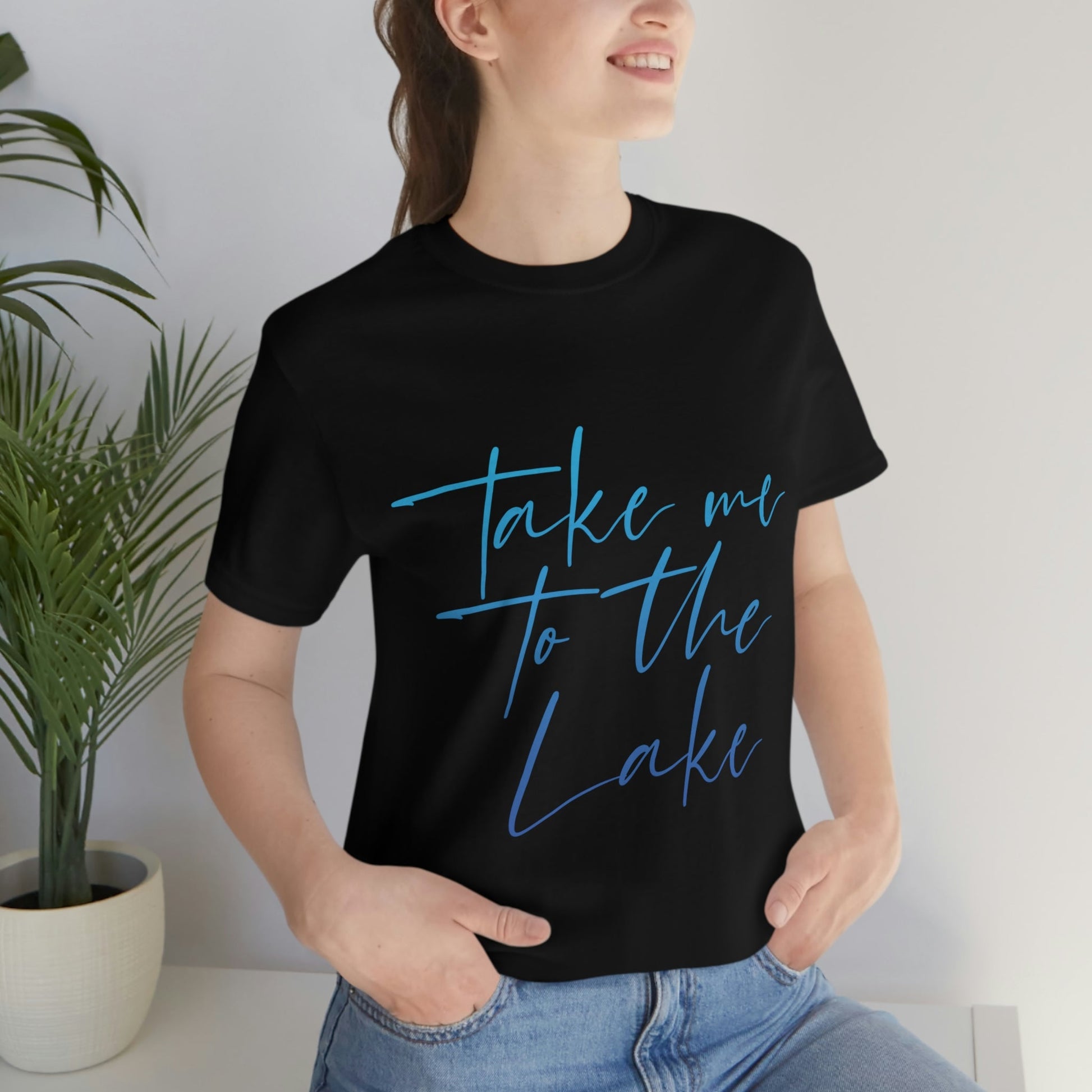 Take Me to the Lake Vacation Landscape Explore Unisex Jersey Short Sleeve T-Shirt Ichaku [Perfect Gifts Selection]