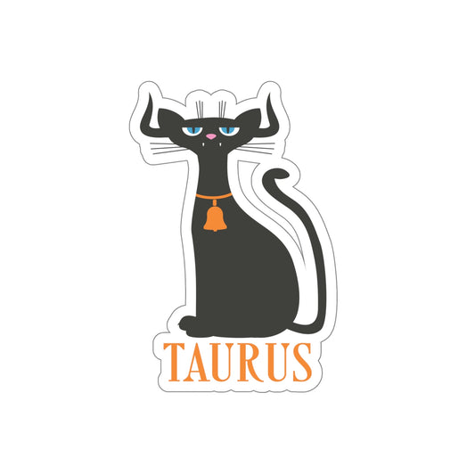 Taurus Cat Zodiac Sign Die-Cut Sticker Ichaku [Perfect Gifts Selection]