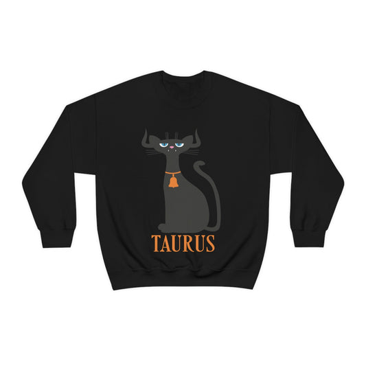 Taurus Cat Zodiac Sign Unisex Heavy Blend™ Crewneck Sweatshirt Ichaku [Perfect Gifts Selection]