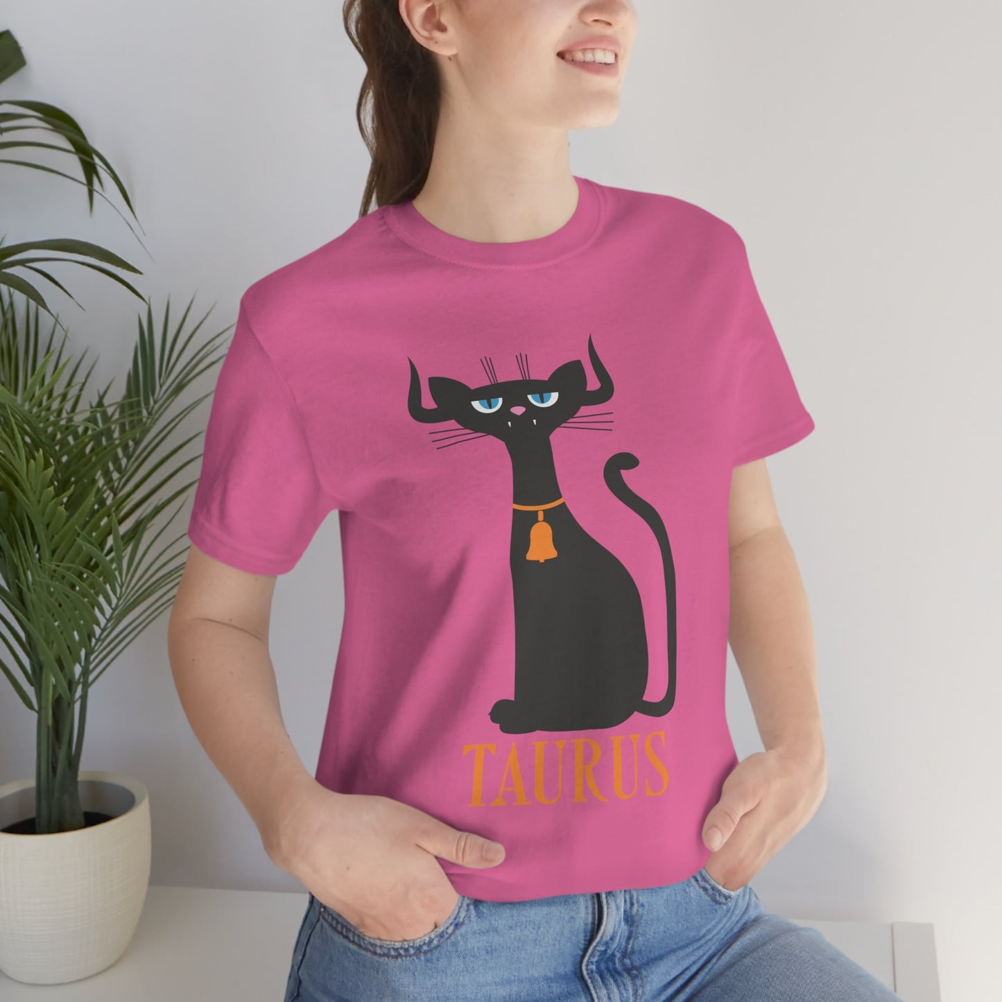 Taurus Cat Zodiac Sign Unisex Jersey Short Sleeve T-Shirt Ichaku [Perfect Gifts Selection]