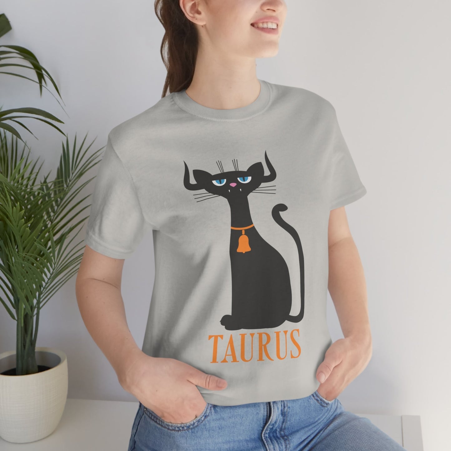 Taurus Cat Zodiac Sign Unisex Jersey Short Sleeve T-Shirt Ichaku [Perfect Gifts Selection]