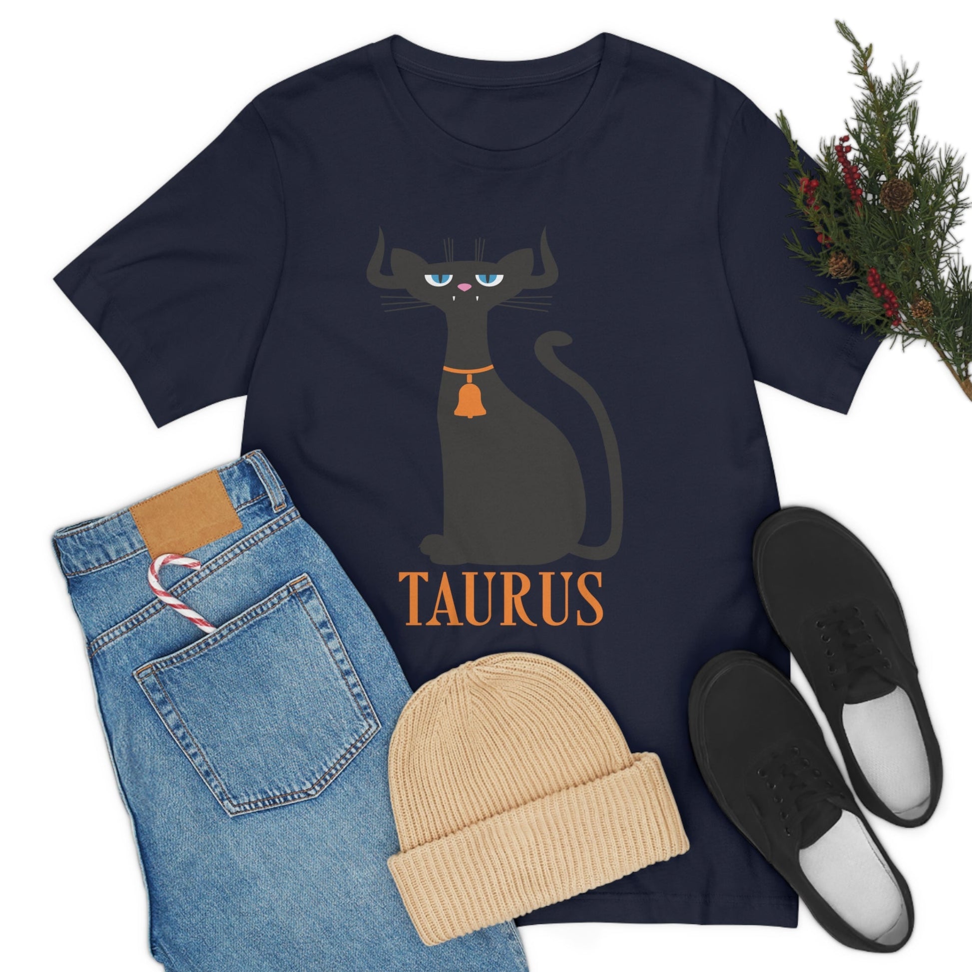 Taurus Cat Zodiac Sign Unisex Jersey Short Sleeve T-Shirt Ichaku [Perfect Gifts Selection]