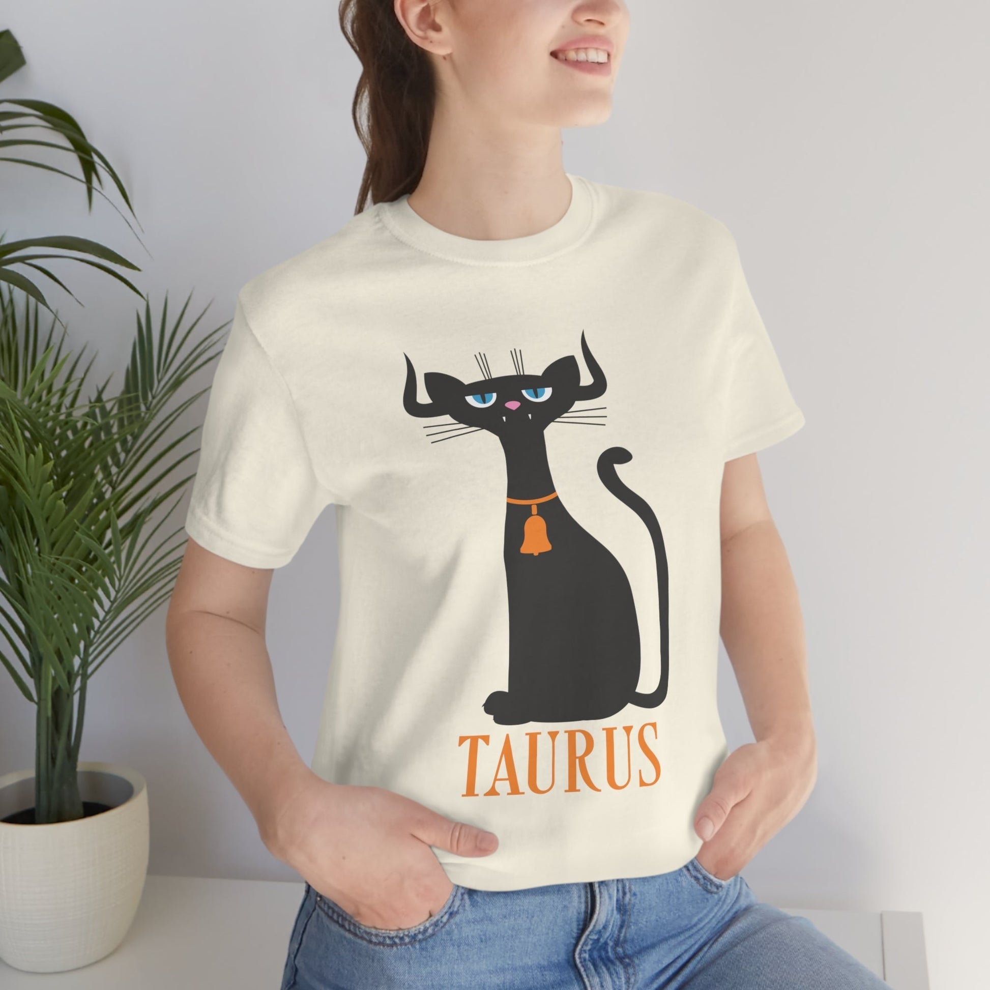 Taurus Cat Zodiac Sign Unisex Jersey Short Sleeve T-Shirt Ichaku [Perfect Gifts Selection]