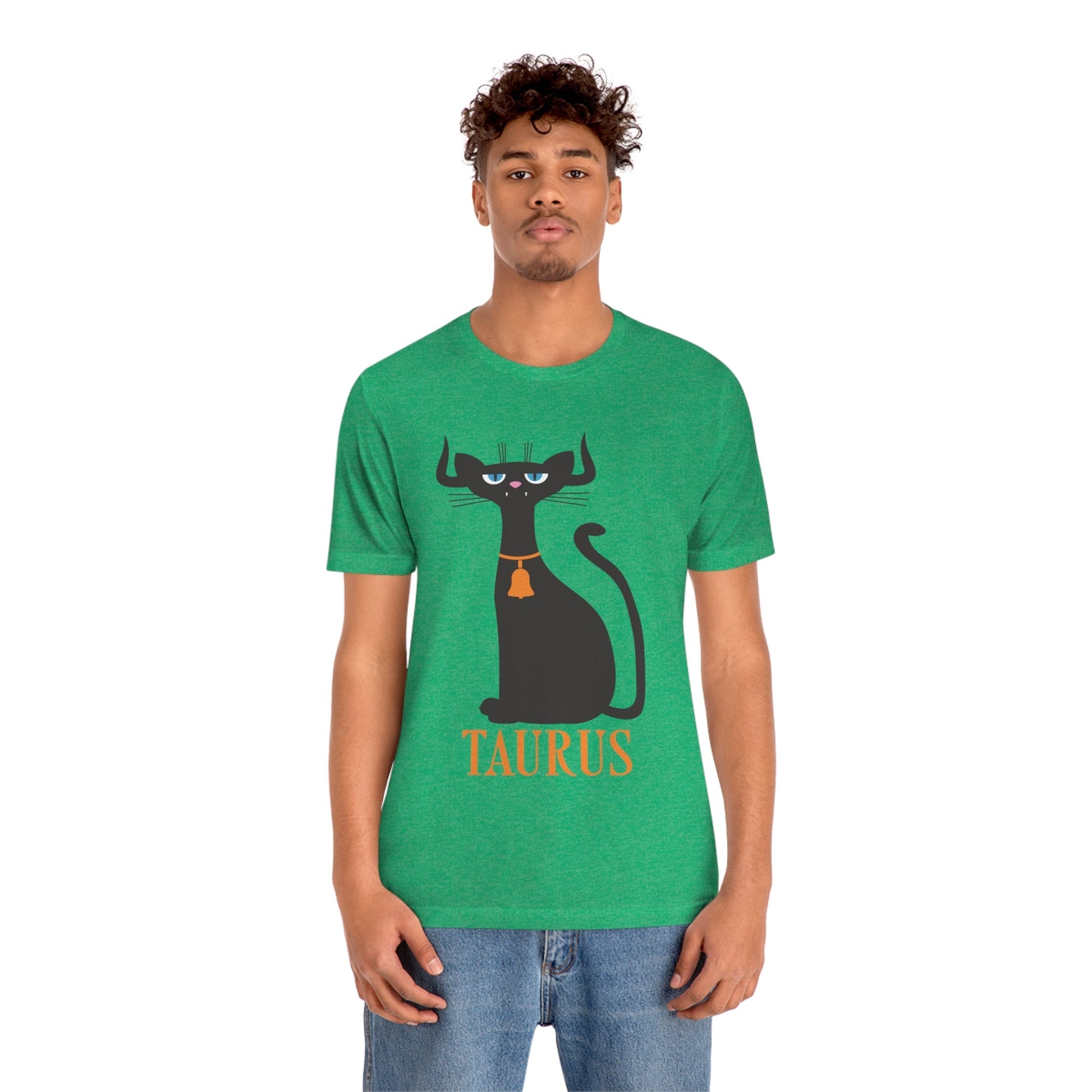 Taurus Cat Zodiac Sign Unisex Jersey Short Sleeve T-Shirt Ichaku [Perfect Gifts Selection]