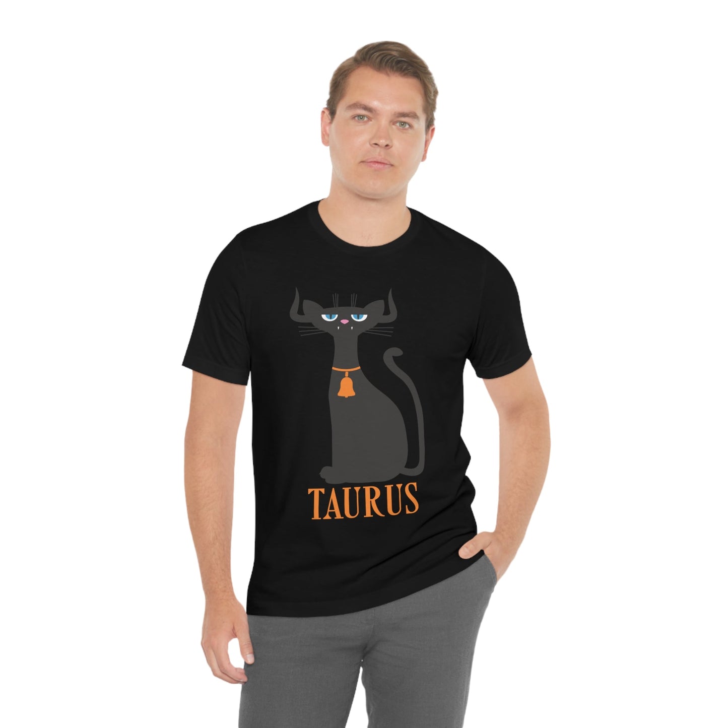 Taurus Cat Zodiac Sign Unisex Jersey Short Sleeve T-Shirt Ichaku [Perfect Gifts Selection]