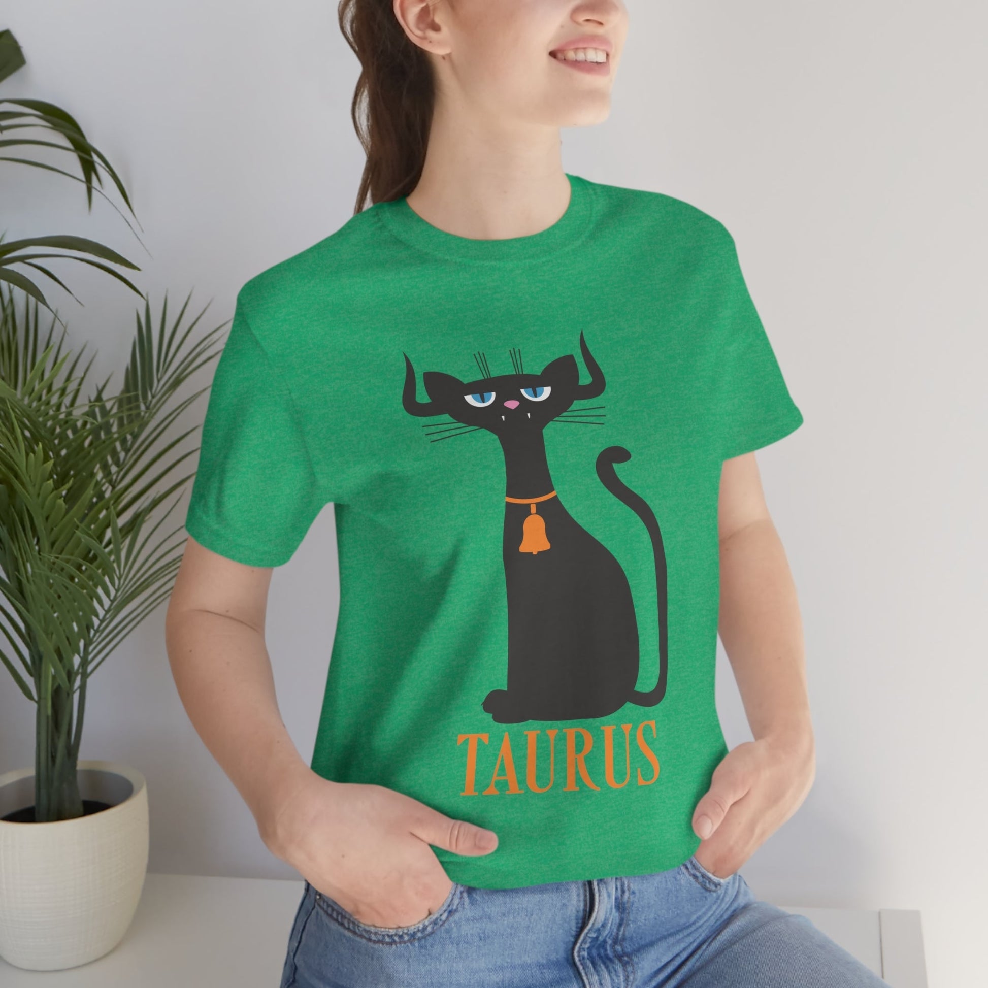 Taurus Cat Zodiac Sign Unisex Jersey Short Sleeve T-Shirt Ichaku [Perfect Gifts Selection]