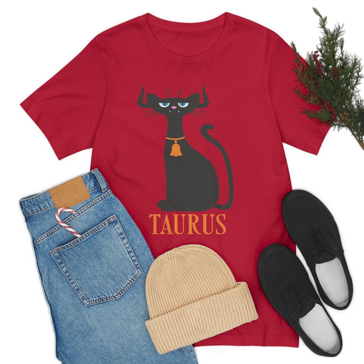 Taurus Cat Zodiac Sign Unisex Jersey Short Sleeve T-Shirt Ichaku [Perfect Gifts Selection]