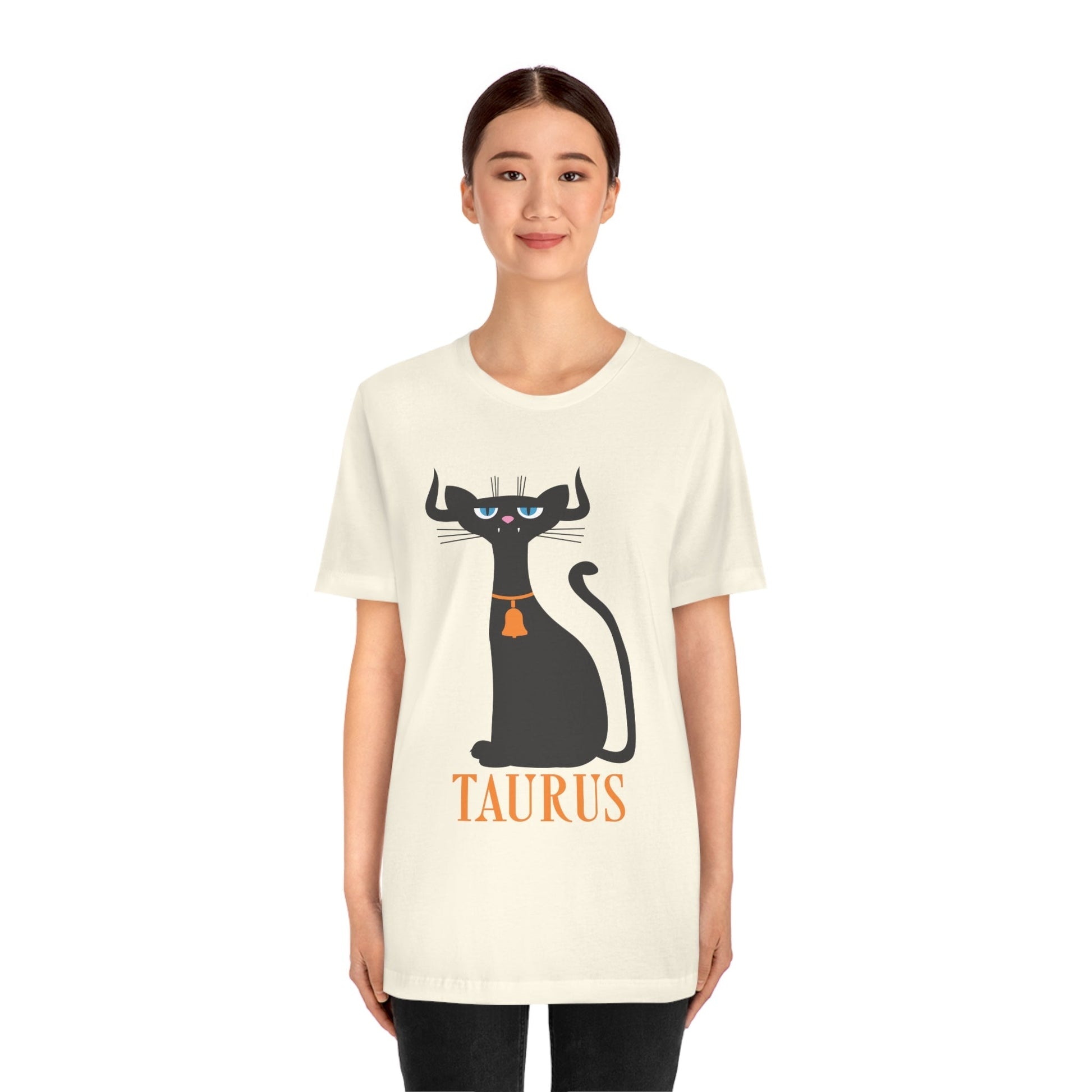 Taurus Cat Zodiac Sign Unisex Jersey Short Sleeve T-Shirt Ichaku [Perfect Gifts Selection]