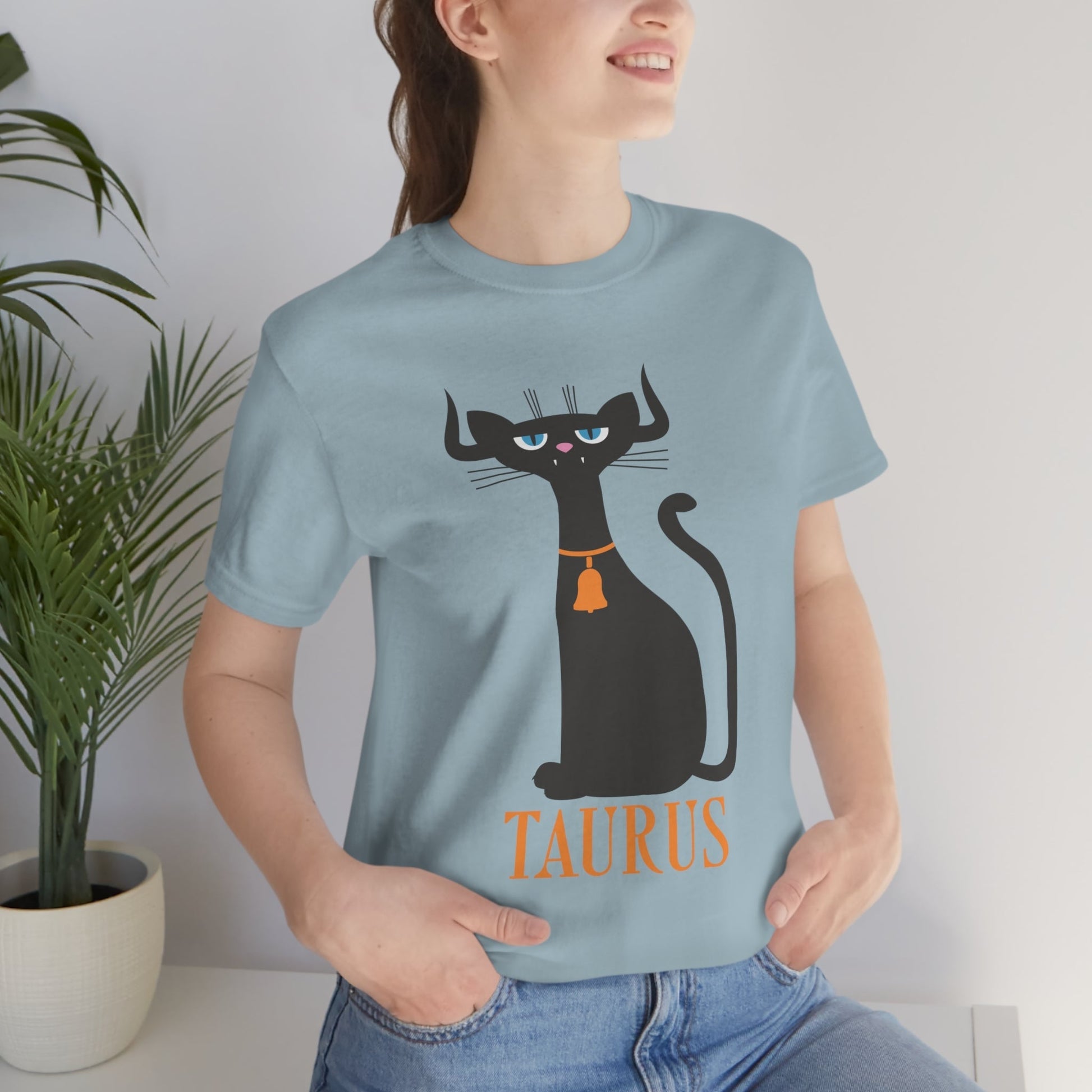 Taurus Cat Zodiac Sign Unisex Jersey Short Sleeve T-Shirt Ichaku [Perfect Gifts Selection]