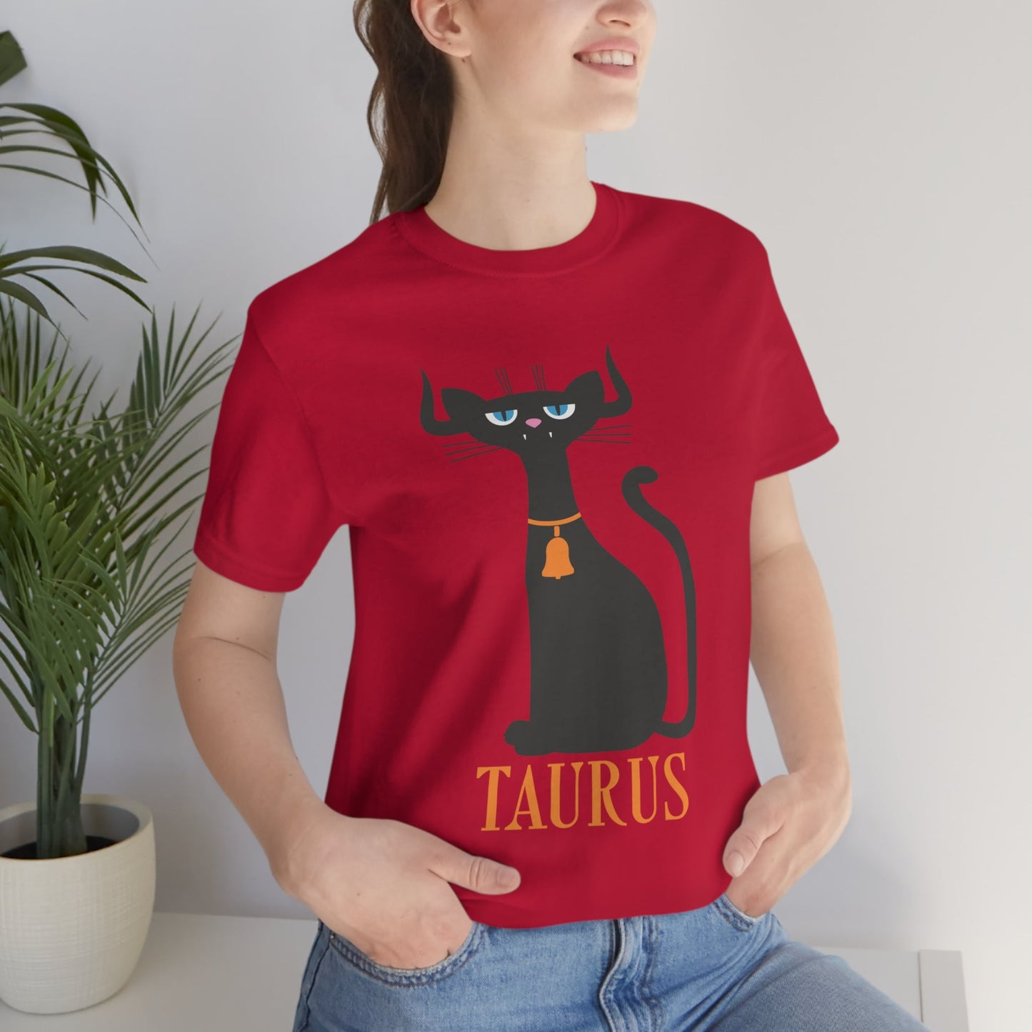 Taurus Cat Zodiac Sign Unisex Jersey Short Sleeve T-Shirt Ichaku [Perfect Gifts Selection]