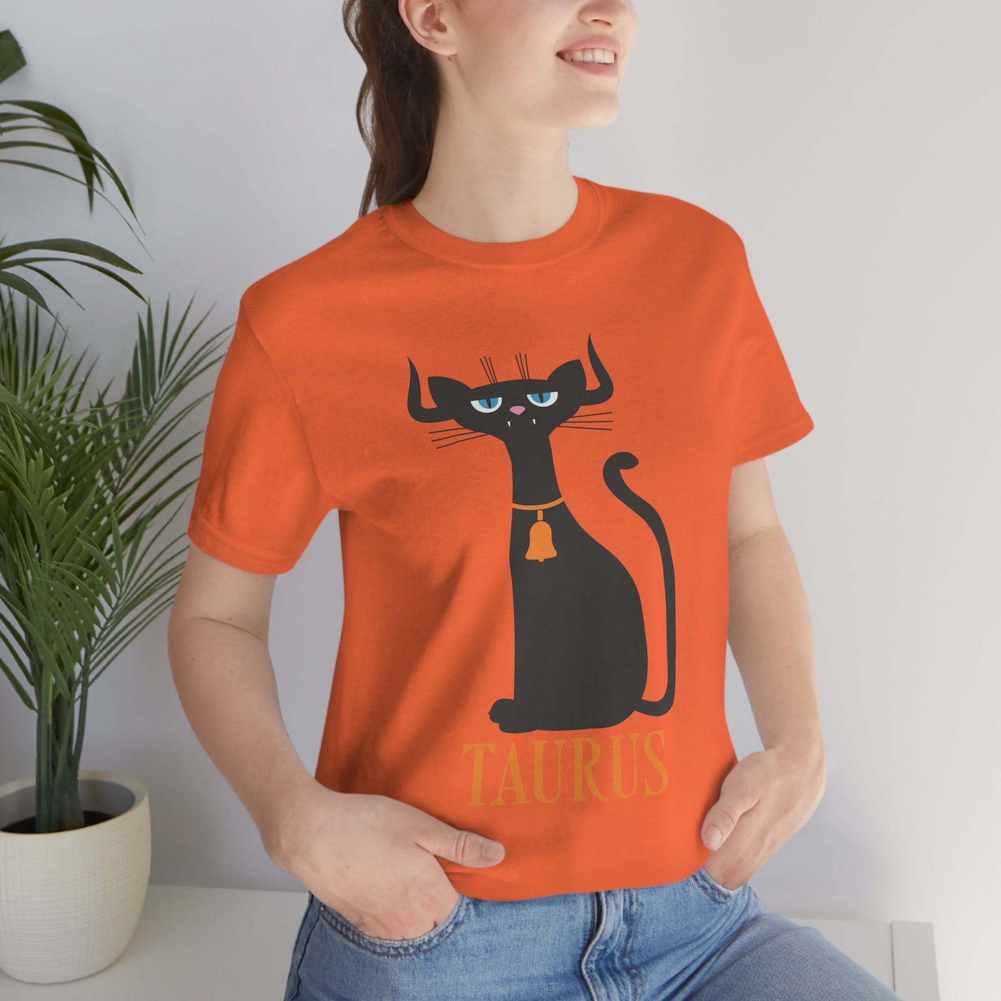 Taurus Cat Zodiac Sign Unisex Jersey Short Sleeve T-Shirt Ichaku [Perfect Gifts Selection]