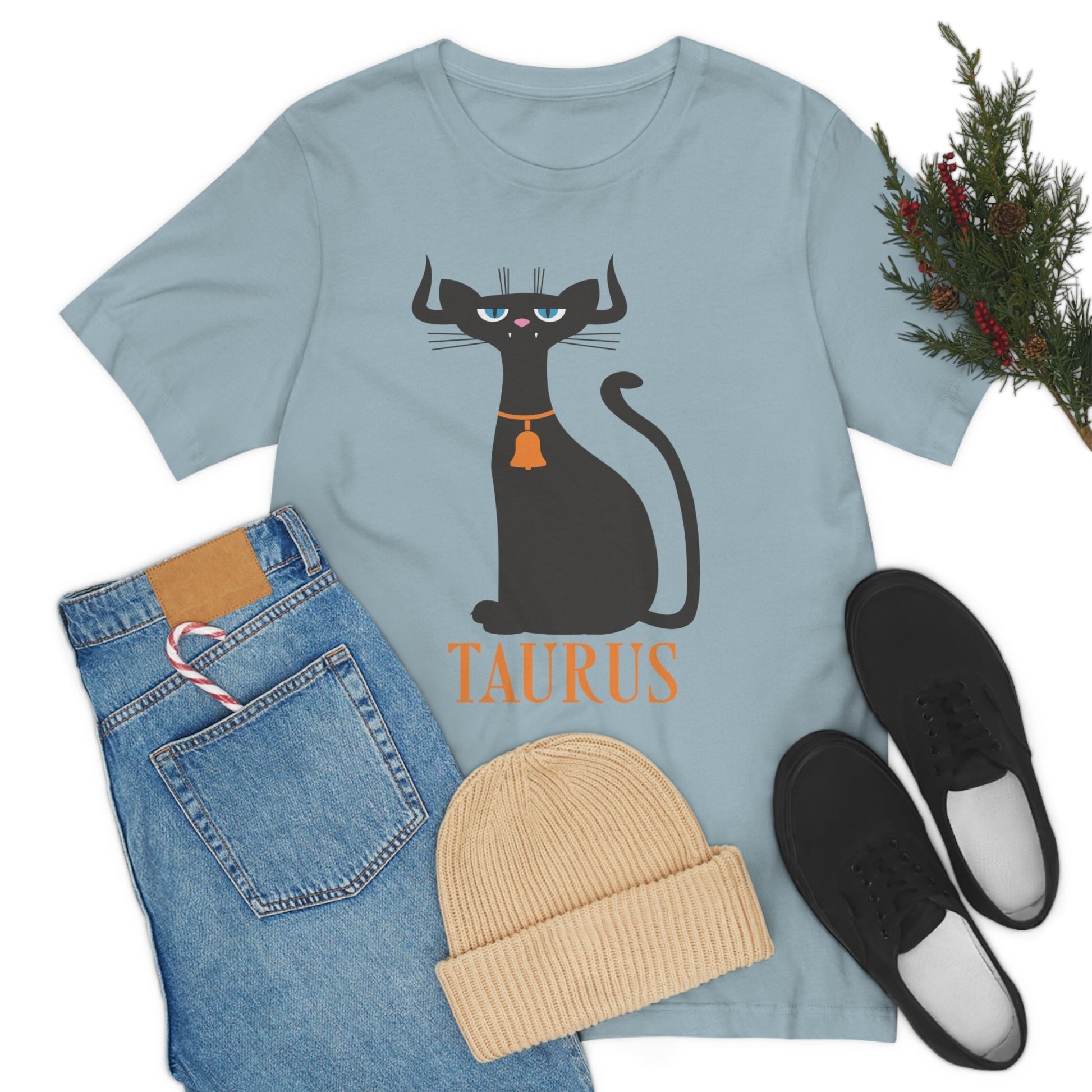 Taurus Cat Zodiac Sign Unisex Jersey Short Sleeve T-Shirt Ichaku [Perfect Gifts Selection]