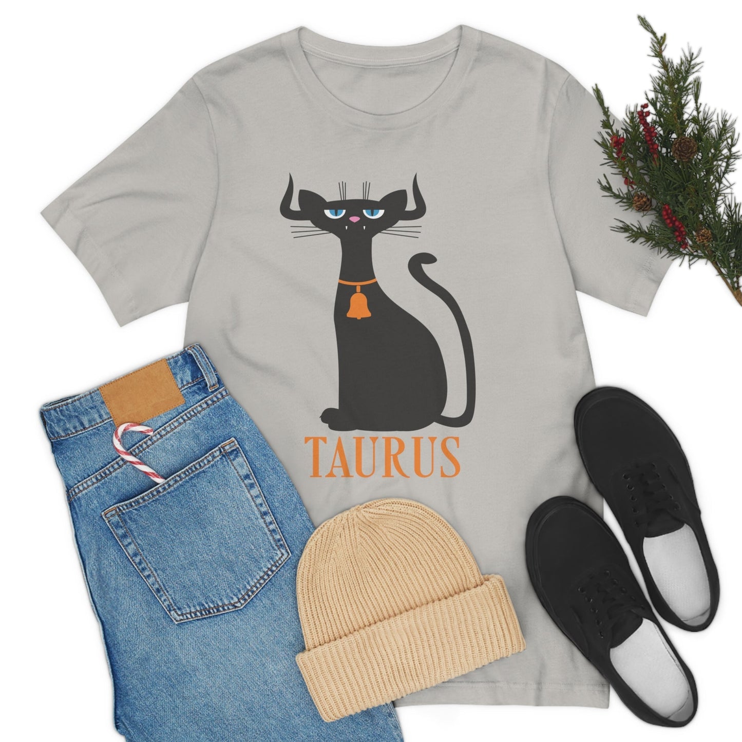 Taurus Cat Zodiac Sign Unisex Jersey Short Sleeve T-Shirt Ichaku [Perfect Gifts Selection]