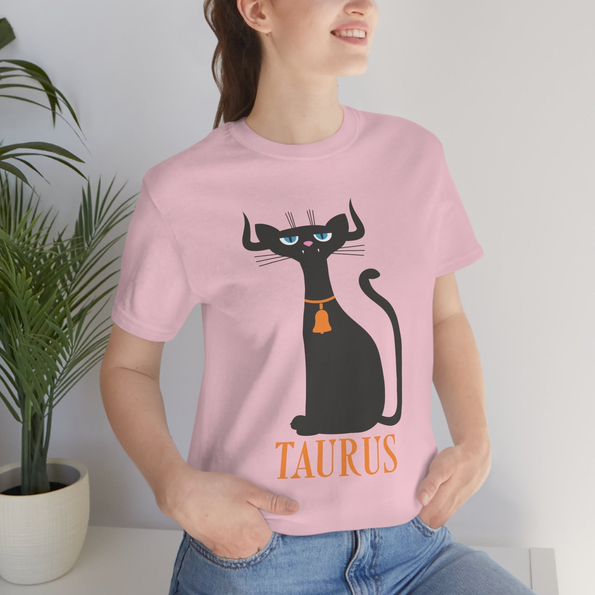 Taurus Cat Zodiac Sign Unisex Jersey Short Sleeve T-Shirt Ichaku [Perfect Gifts Selection]