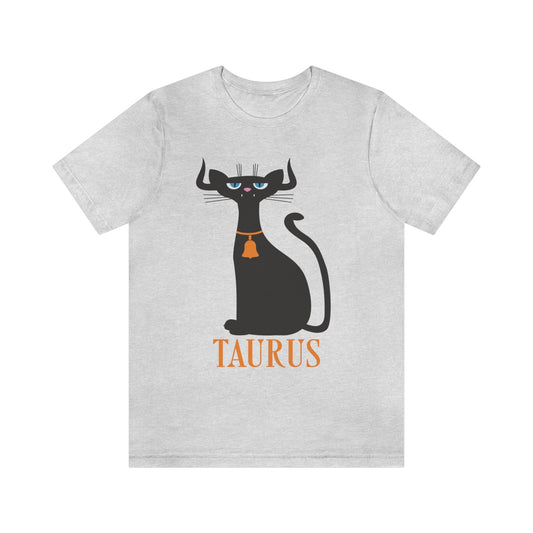 Taurus Cat Zodiac Sign Unisex Jersey Short Sleeve T-Shirt Ichaku [Perfect Gifts Selection]