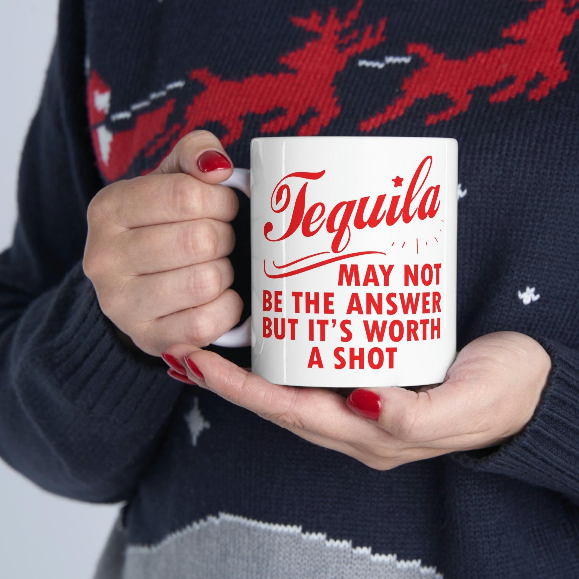 Tequila May Not Be The Answer But It’s Worth A Shot Bar Lovers Slogans Ceramic Mug 11oz Ichaku [Perfect Gifts Selection]