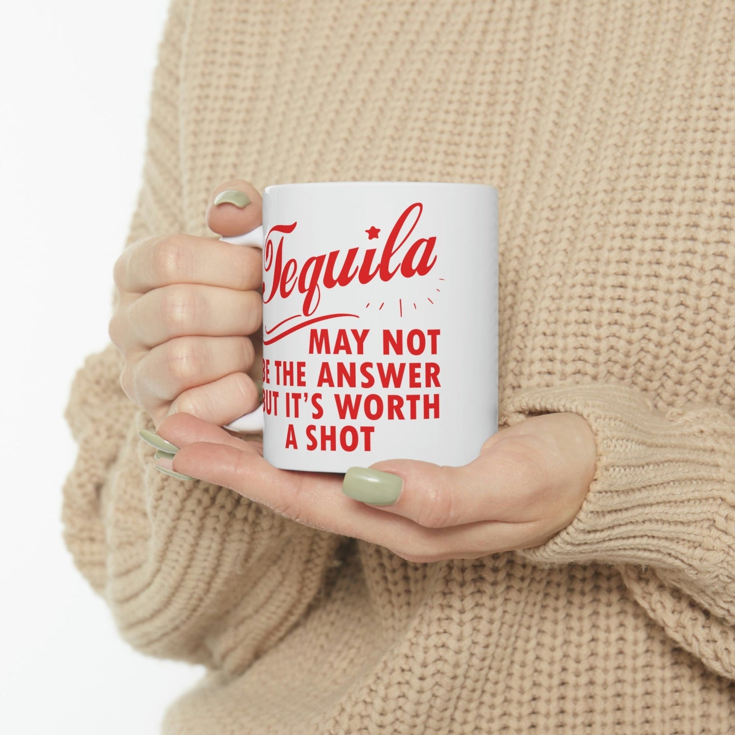 Tequila May Not Be The Answer But It’s Worth A Shot Bar Lovers Slogans Ceramic Mug 11oz Ichaku [Perfect Gifts Selection]