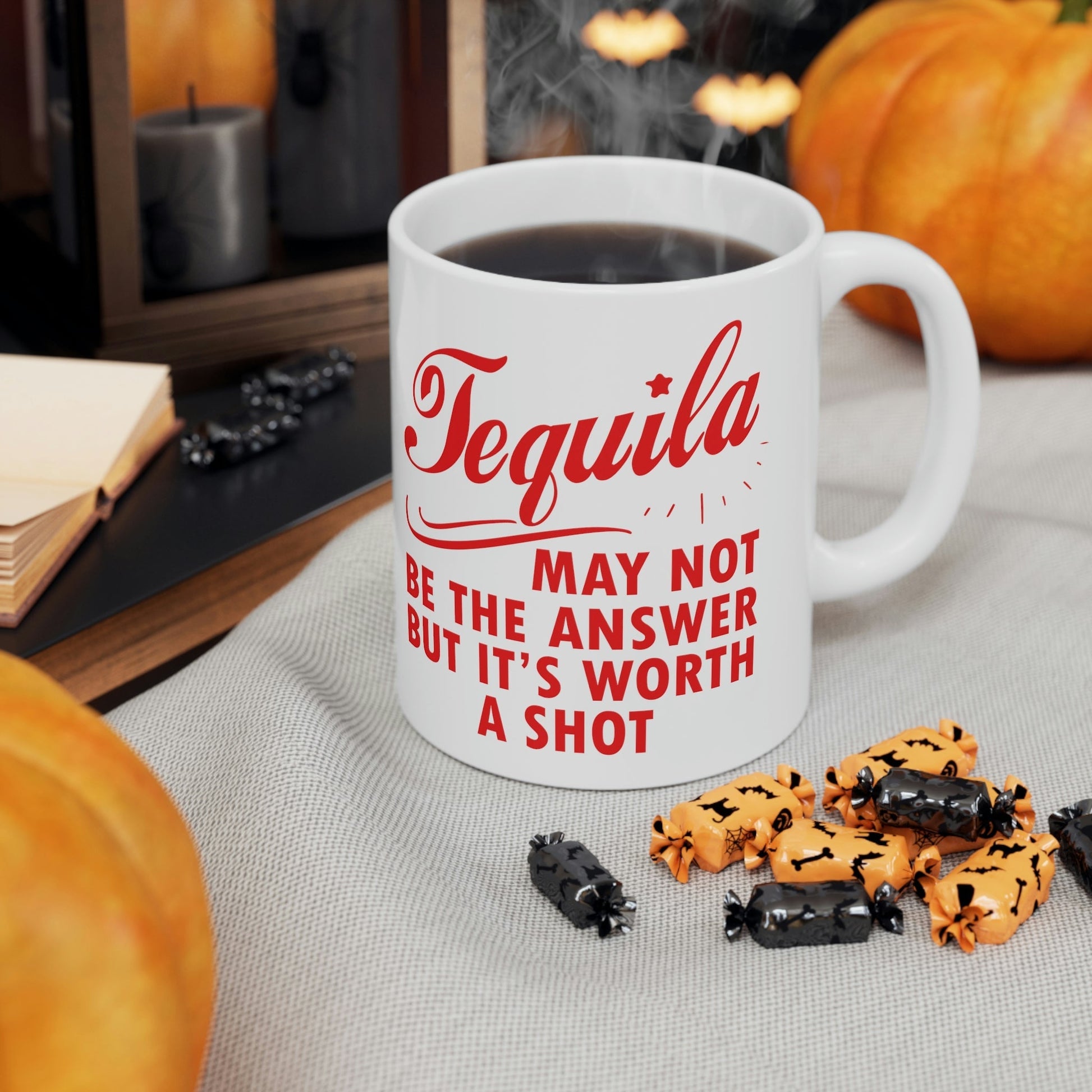 Tequila May Not Be The Answer But It’s Worth A Shot Bar Lovers Slogans Ceramic Mug 11oz Ichaku [Perfect Gifts Selection]