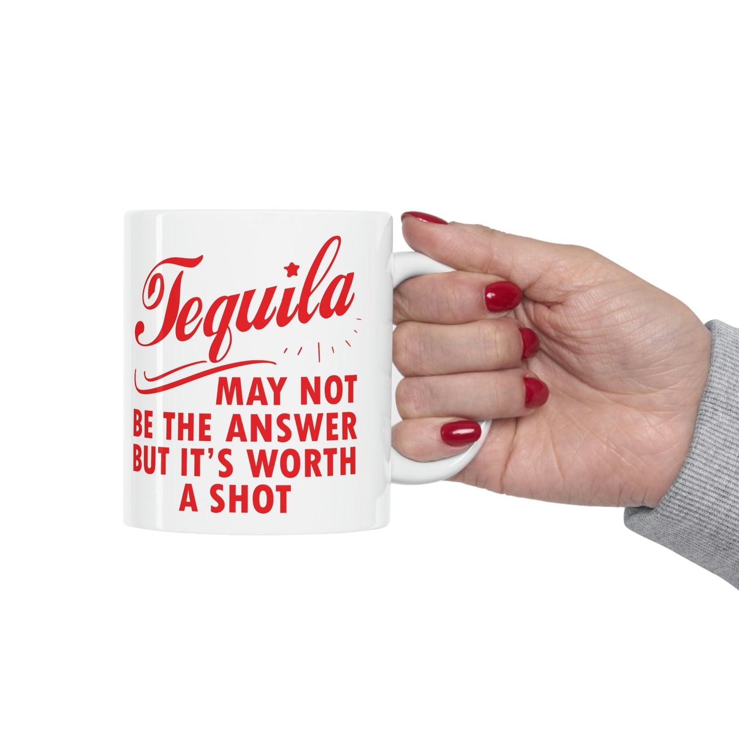 Tequila May Not Be The Answer But It’s Worth A Shot Bar Lovers Slogans Ceramic Mug 11oz Ichaku [Perfect Gifts Selection]