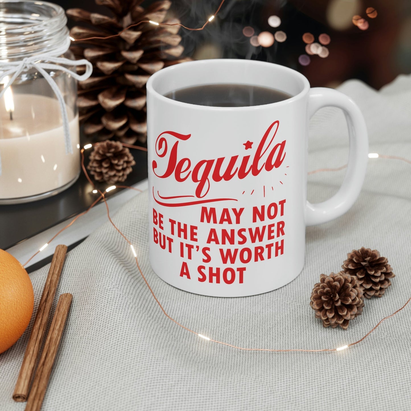 Tequila May Not Be The Answer But It’s Worth A Shot Bar Lovers Slogans Ceramic Mug 11oz Ichaku [Perfect Gifts Selection]