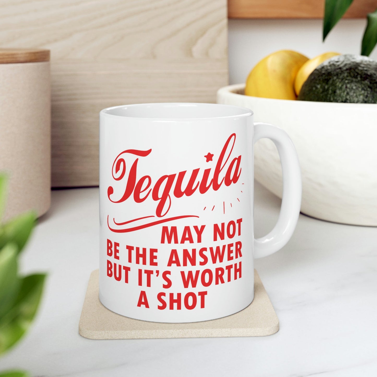 Tequila May Not Be The Answer But It’s Worth A Shot Bar Lovers Slogans Ceramic Mug 11oz Ichaku [Perfect Gifts Selection]