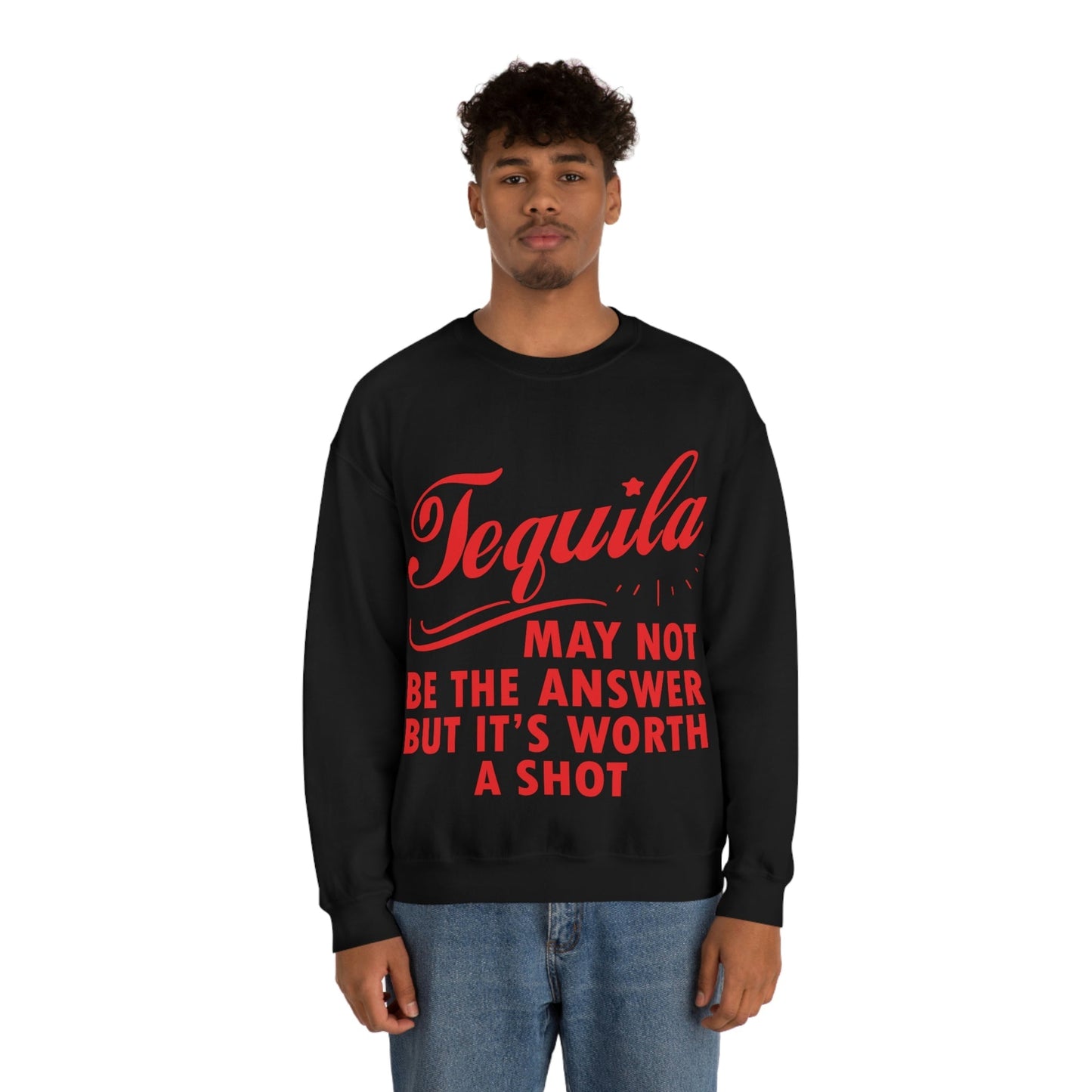 Tequila May Not Be The Answer But It’s Worth A Shot Bar Lovers Slogans Unisex Heavy Blend™ Crewneck Sweatshirt Ichaku [Perfect Gifts Selection]