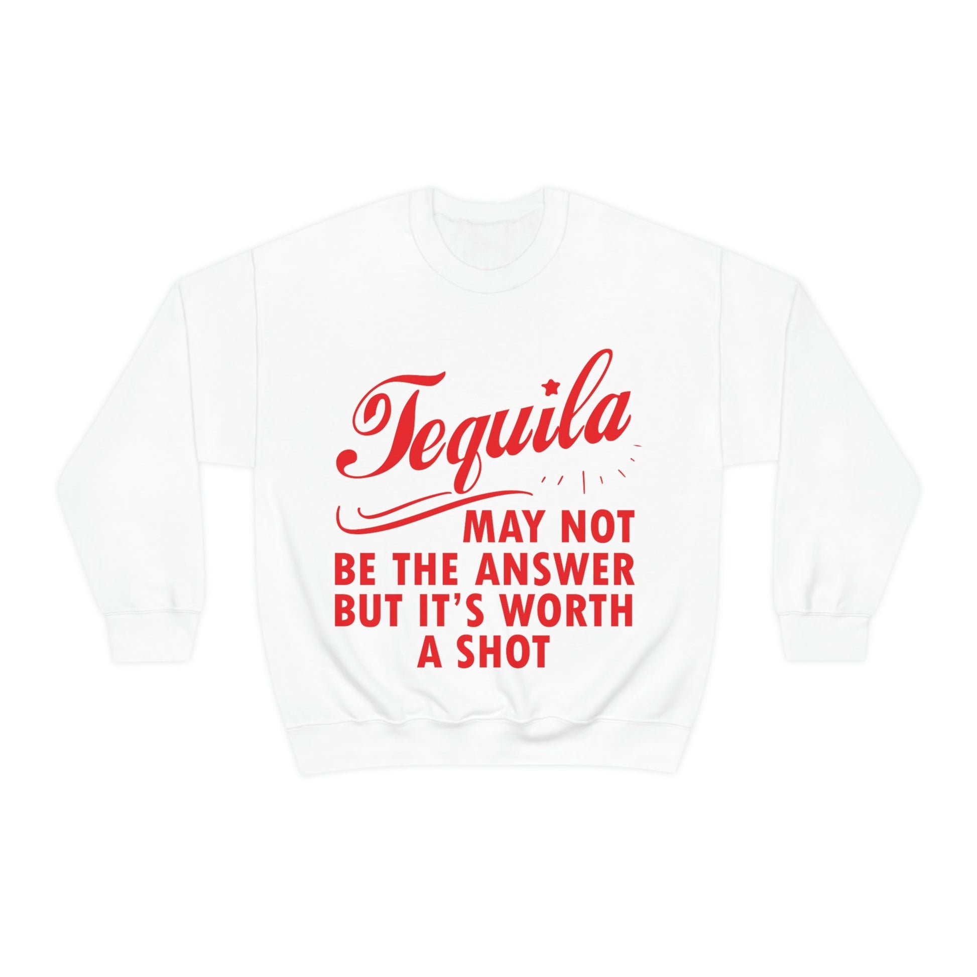 Tequila May Not Be The Answer But It’s Worth A Shot Bar Lovers Slogans Unisex Heavy Blend™ Crewneck Sweatshirt Ichaku [Perfect Gifts Selection]