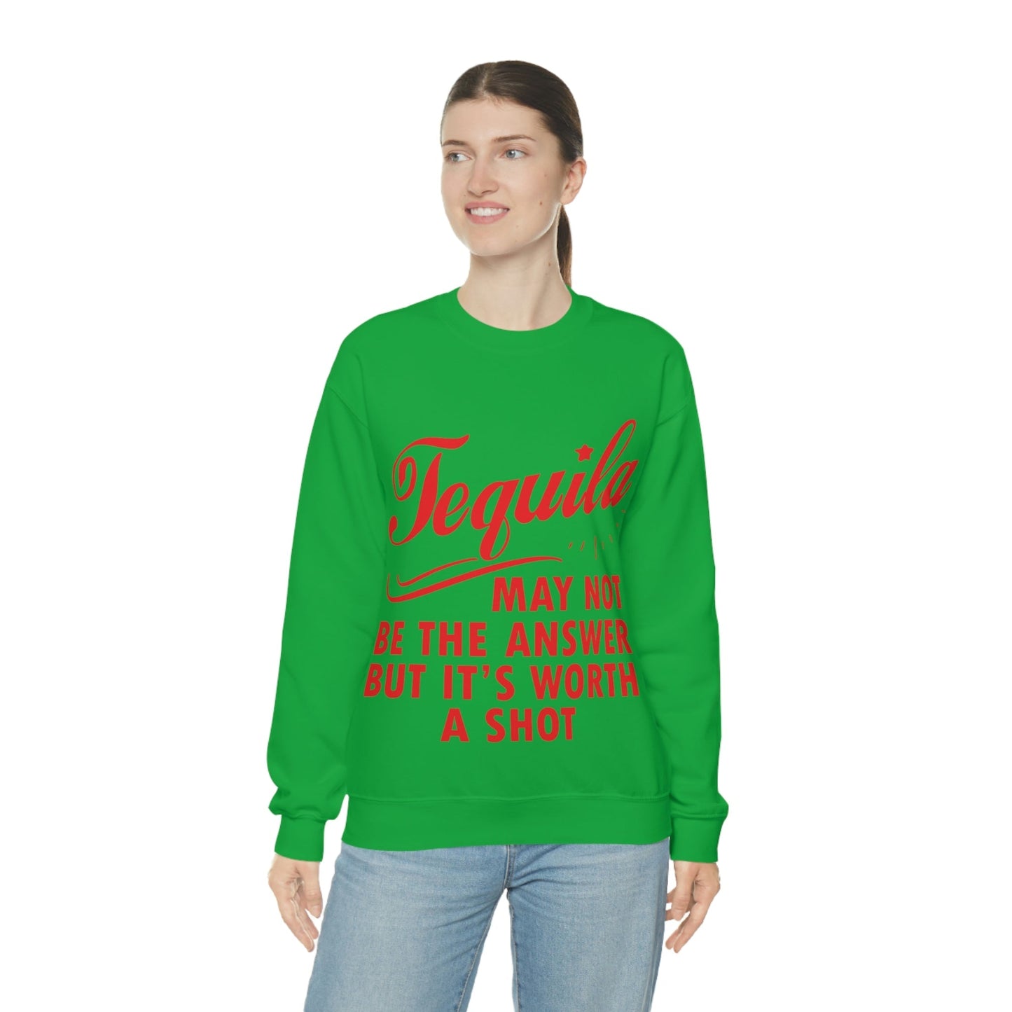 Tequila May Not Be The Answer But It’s Worth A Shot Bar Lovers Slogans Unisex Heavy Blend™ Crewneck Sweatshirt Ichaku [Perfect Gifts Selection]