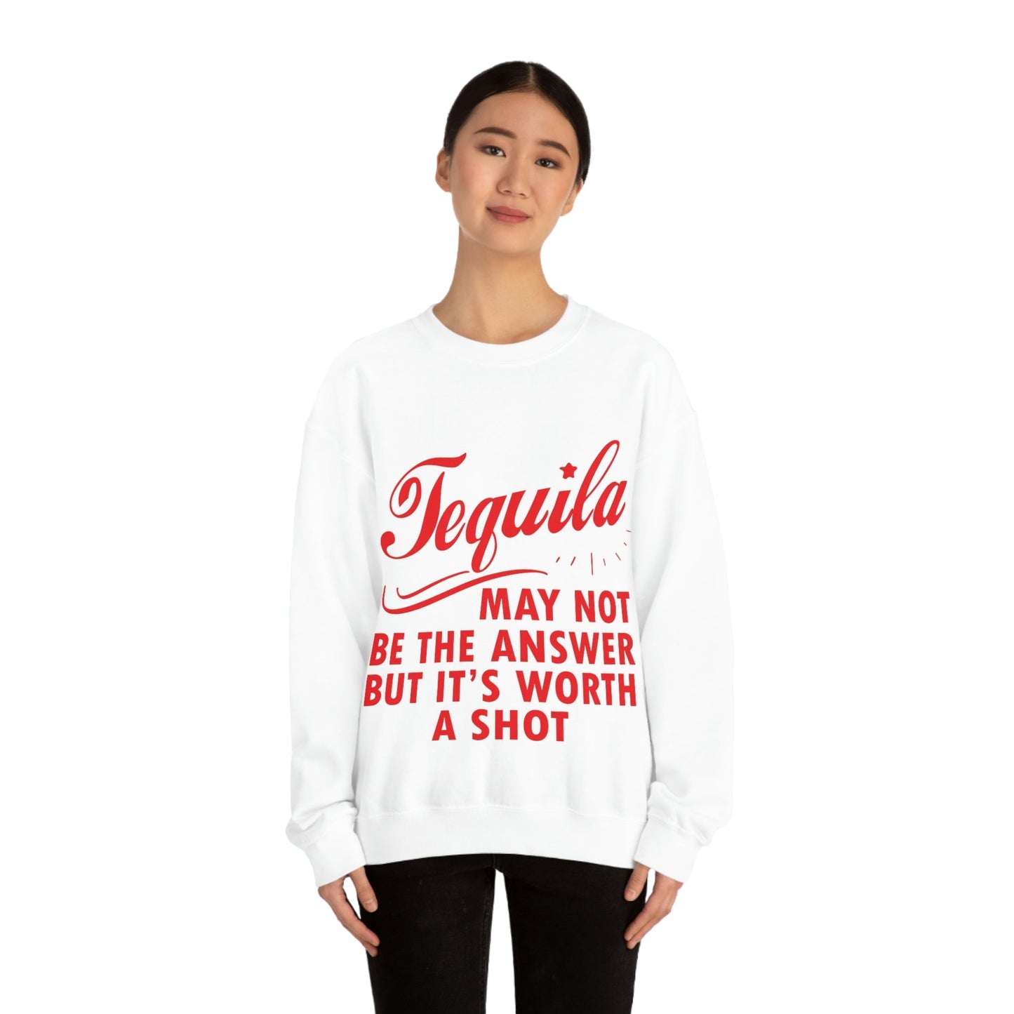 Tequila May Not Be The Answer But It’s Worth A Shot Bar Lovers Slogans Unisex Heavy Blend™ Crewneck Sweatshirt Ichaku [Perfect Gifts Selection]