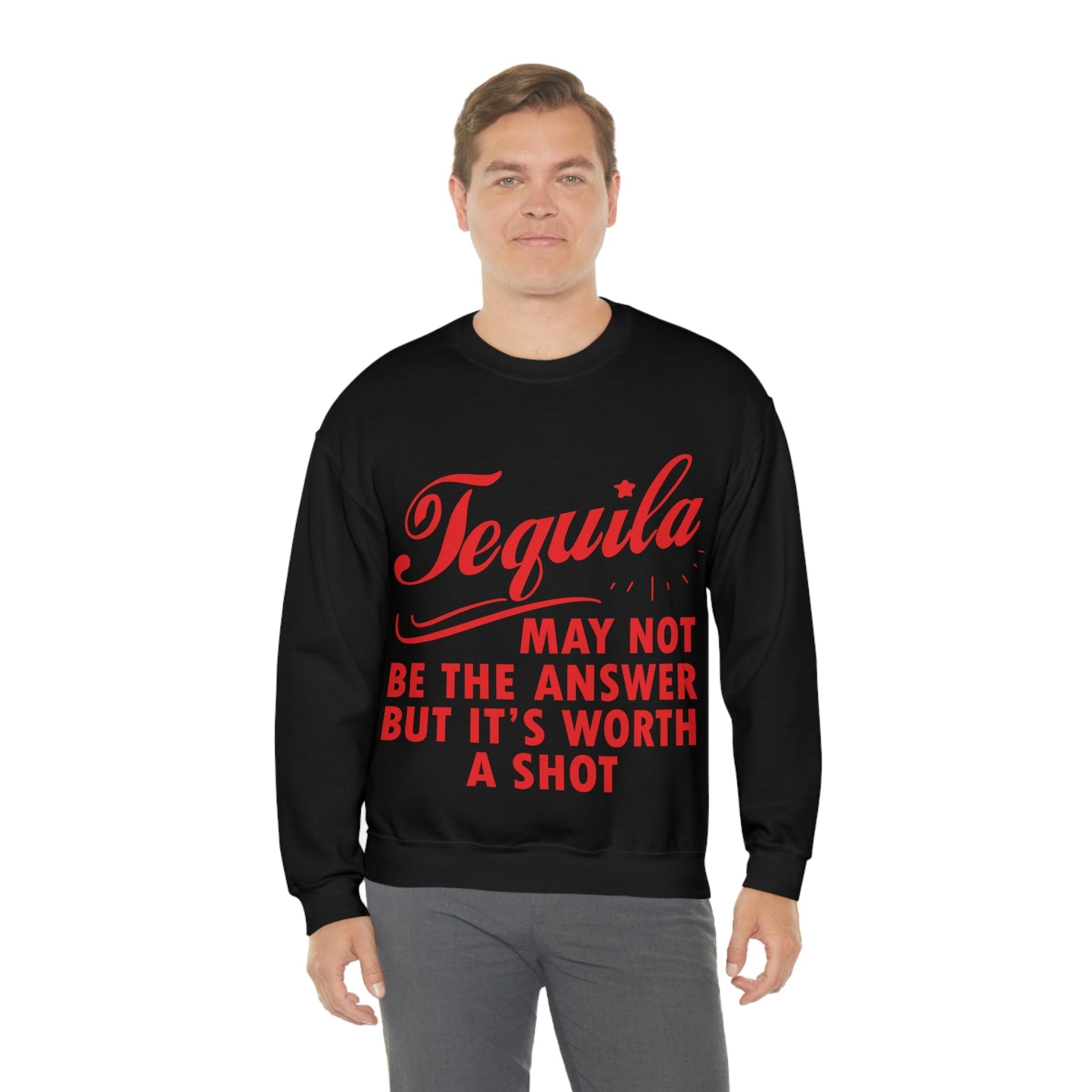 Tequila May Not Be The Answer But It’s Worth A Shot Bar Lovers Slogans Unisex Heavy Blend™ Crewneck Sweatshirt Ichaku [Perfect Gifts Selection]